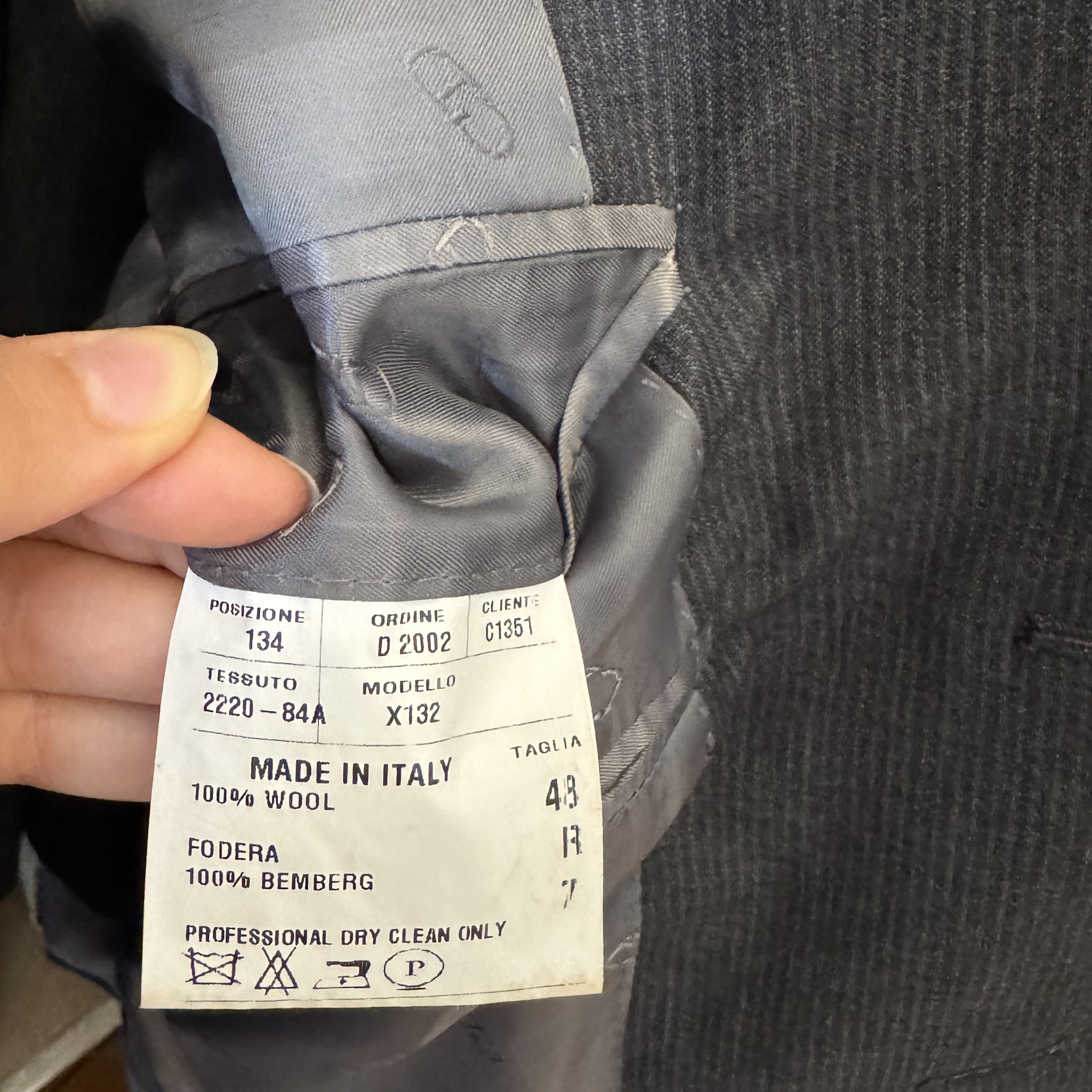 Costume Christian Dior gris anthracite à fines rayures
