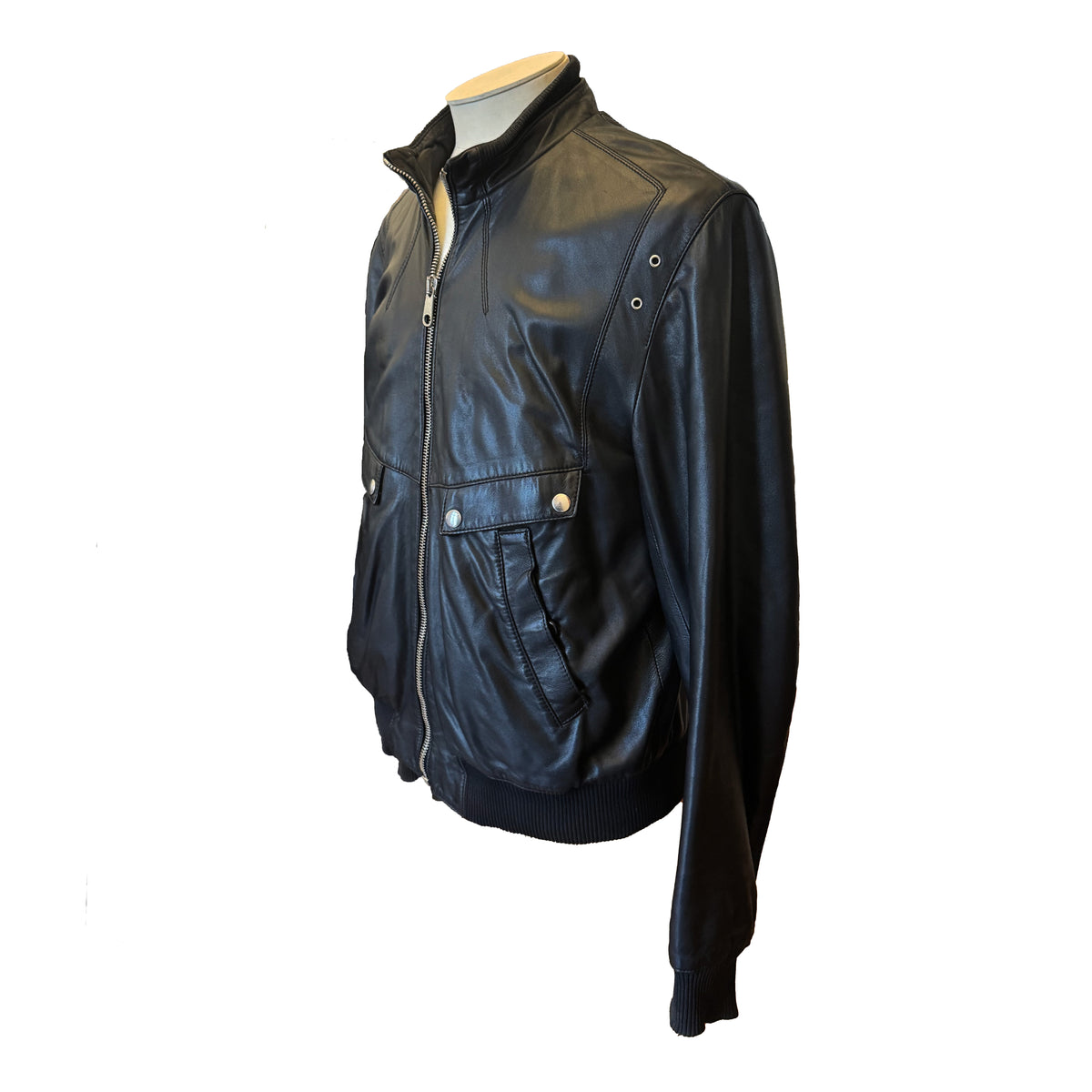 Blouson Dior en cuir noir, style bomber