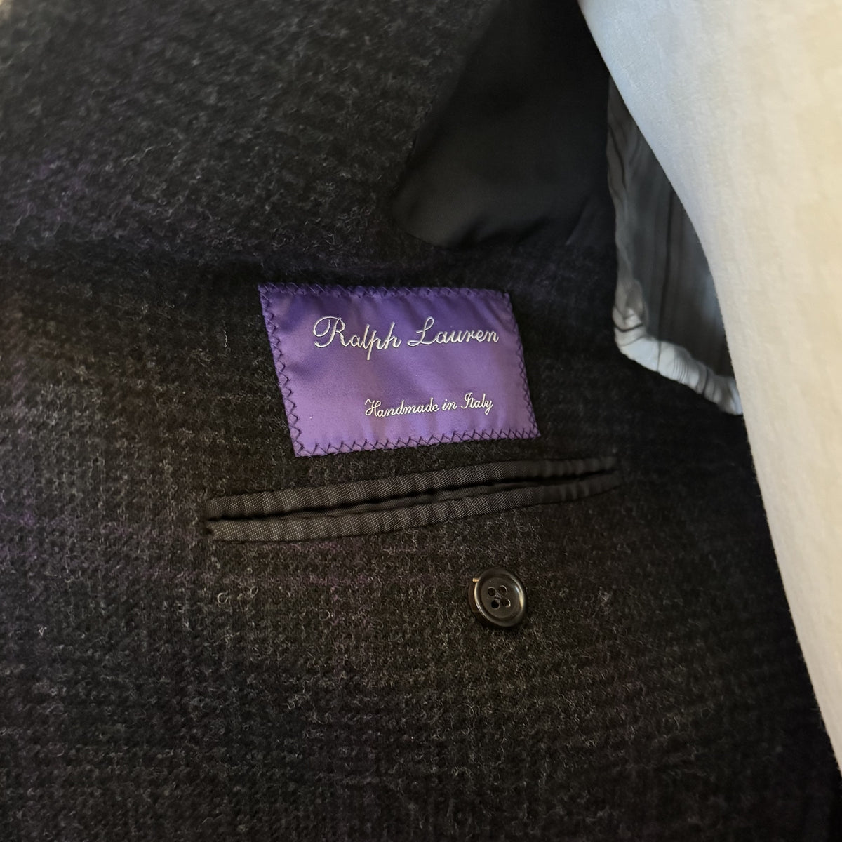 Costume 2 pièces Ralph Lauren Purple Label anthracite à motif quadrillé