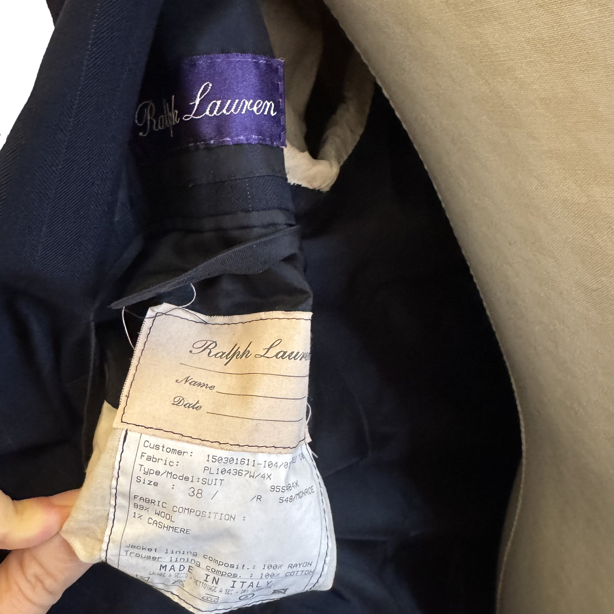Costume 2 pièces Ralph Lauren Purple Label bleu anthracite à fines rayures