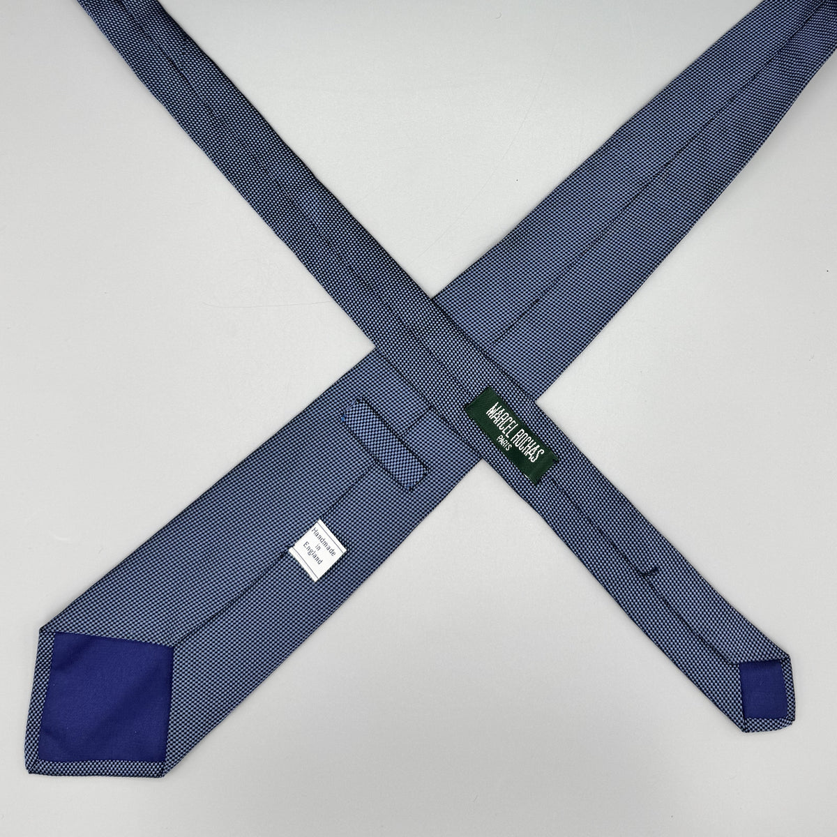 Cravate Marcel Rochas bleu gris à micro-motif texturé