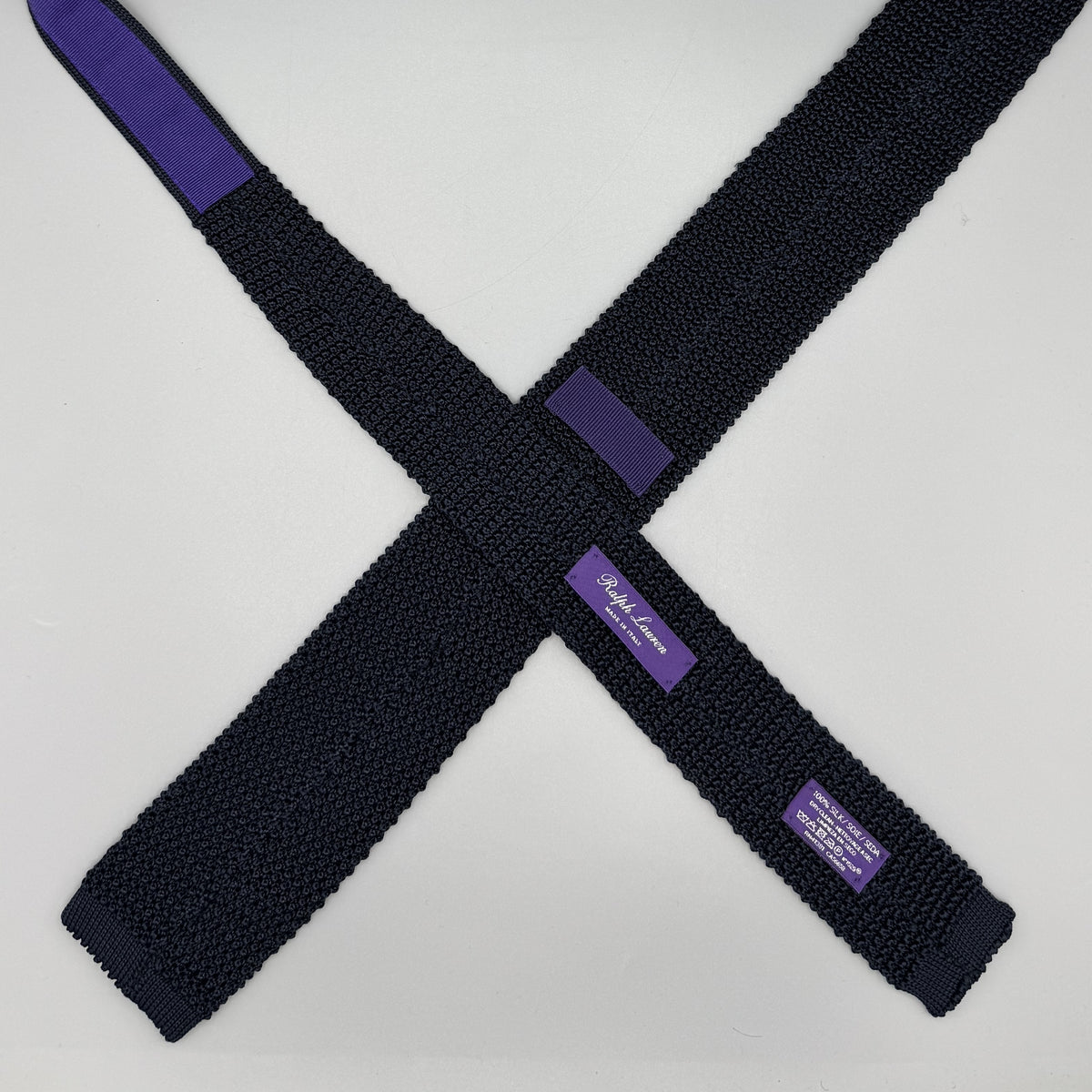 Cravate tricot Purple Label Ralph Lauren bleu marine