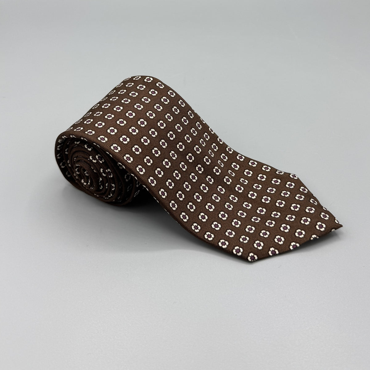 Cravate Polo Ralph Lauren marron à petits motifs géométrique