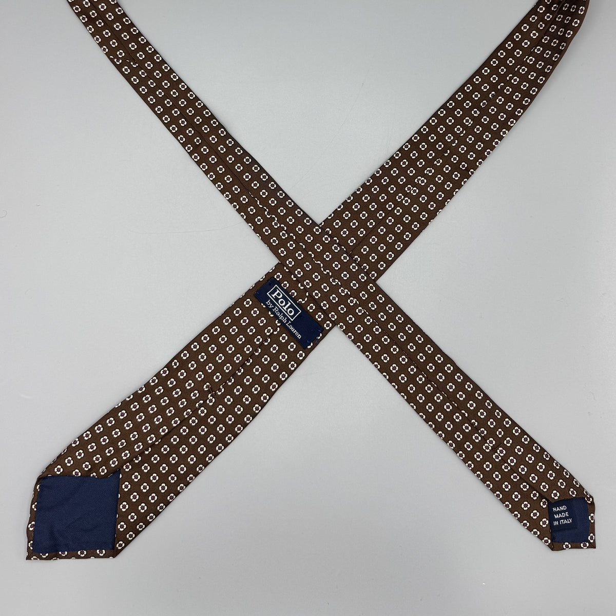 Cravate Polo Ralph Lauren marron à petits motifs géométrique