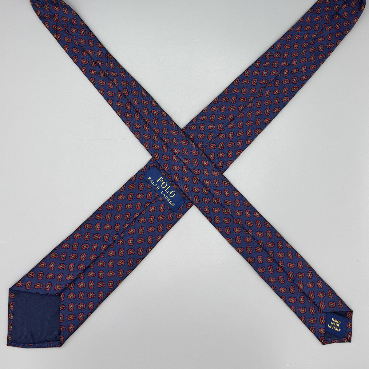 Cravate Polo Ralph Lauren bleu marine à motif cachemire rouge et vert