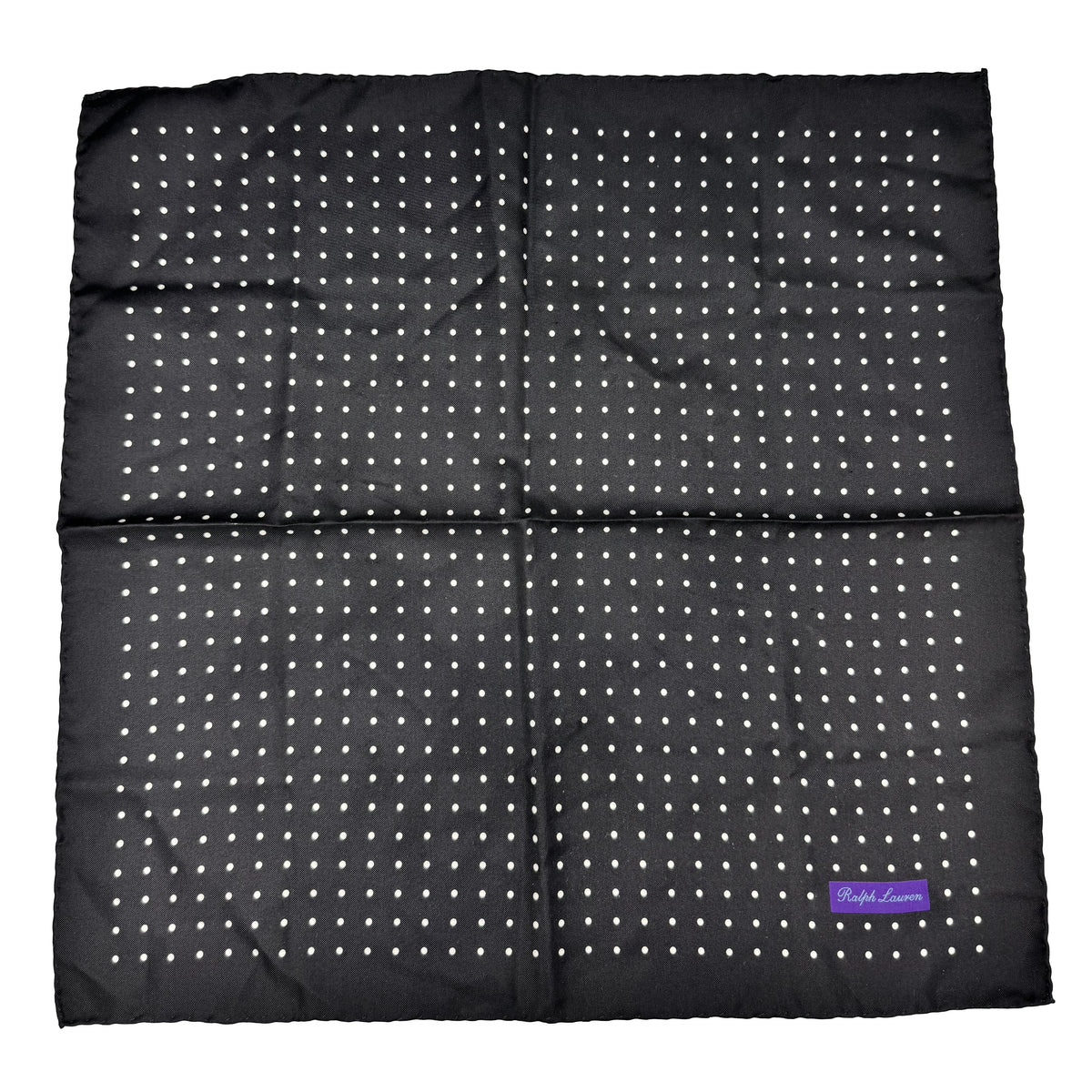 Pochette en soie Purple Label Ralph Lauren noire à pois blancs