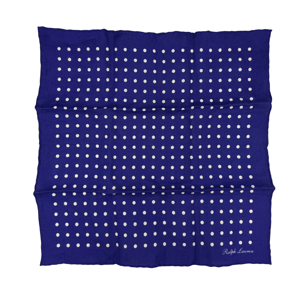 Pochette en lin Purple Label Ralph Lauren bleu à pois blancs
