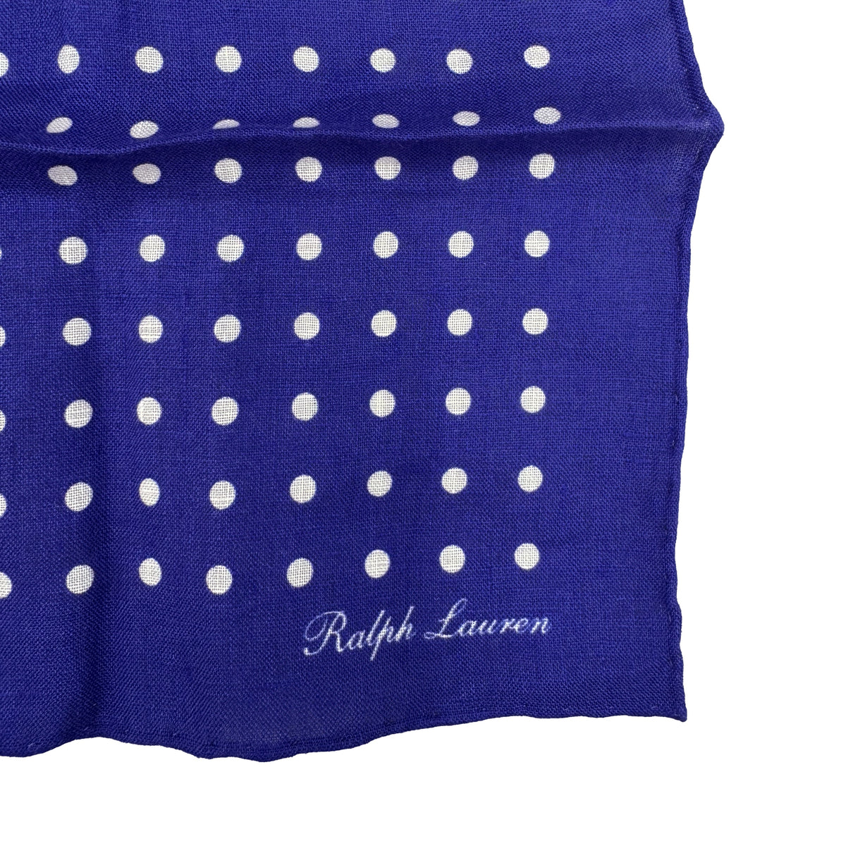 Pochette en lin Purple Label Ralph Lauren bleu à pois blancs