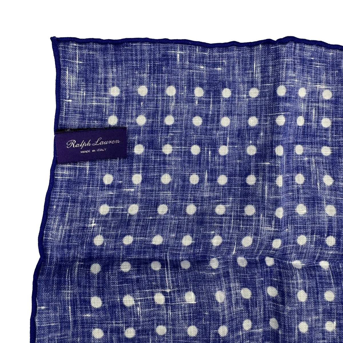 Pochette en lin Purple Label Ralph Lauren bleu à pois blancs