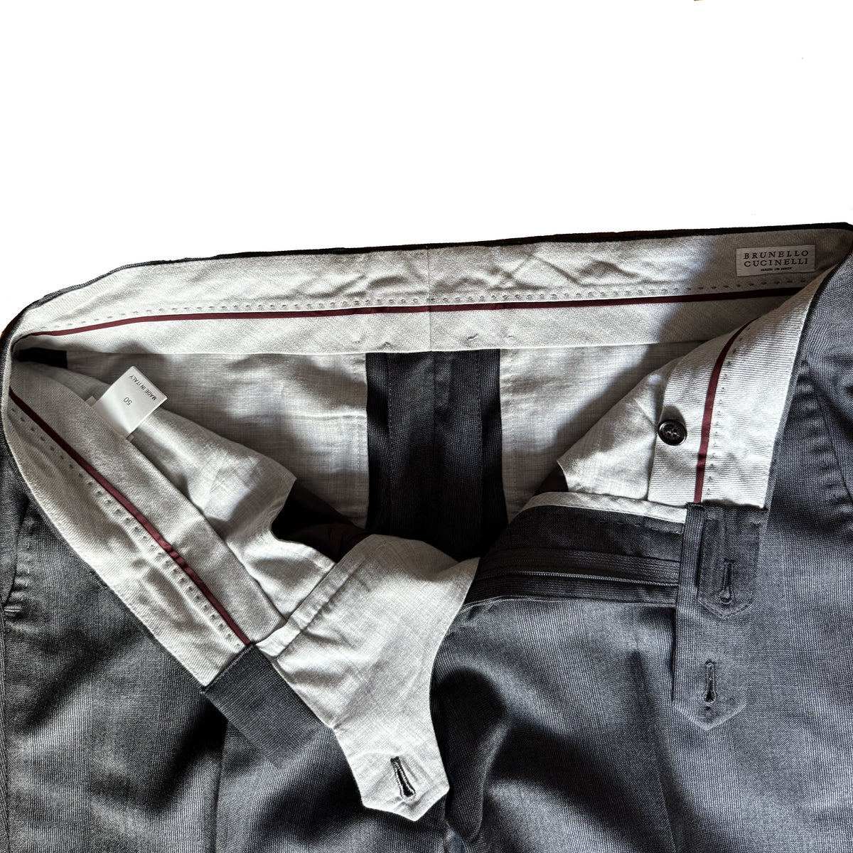 Costume 2 pièces Brunello Cucinelli gris à motif carreaux ton sur ton