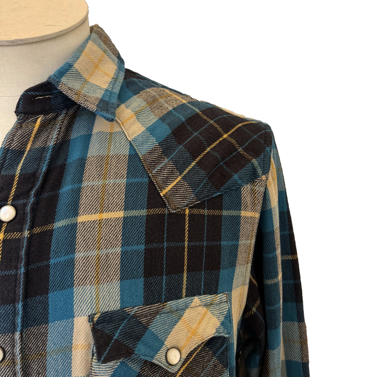 Chemise western RRL Ralph Lauren bleue à carreaux