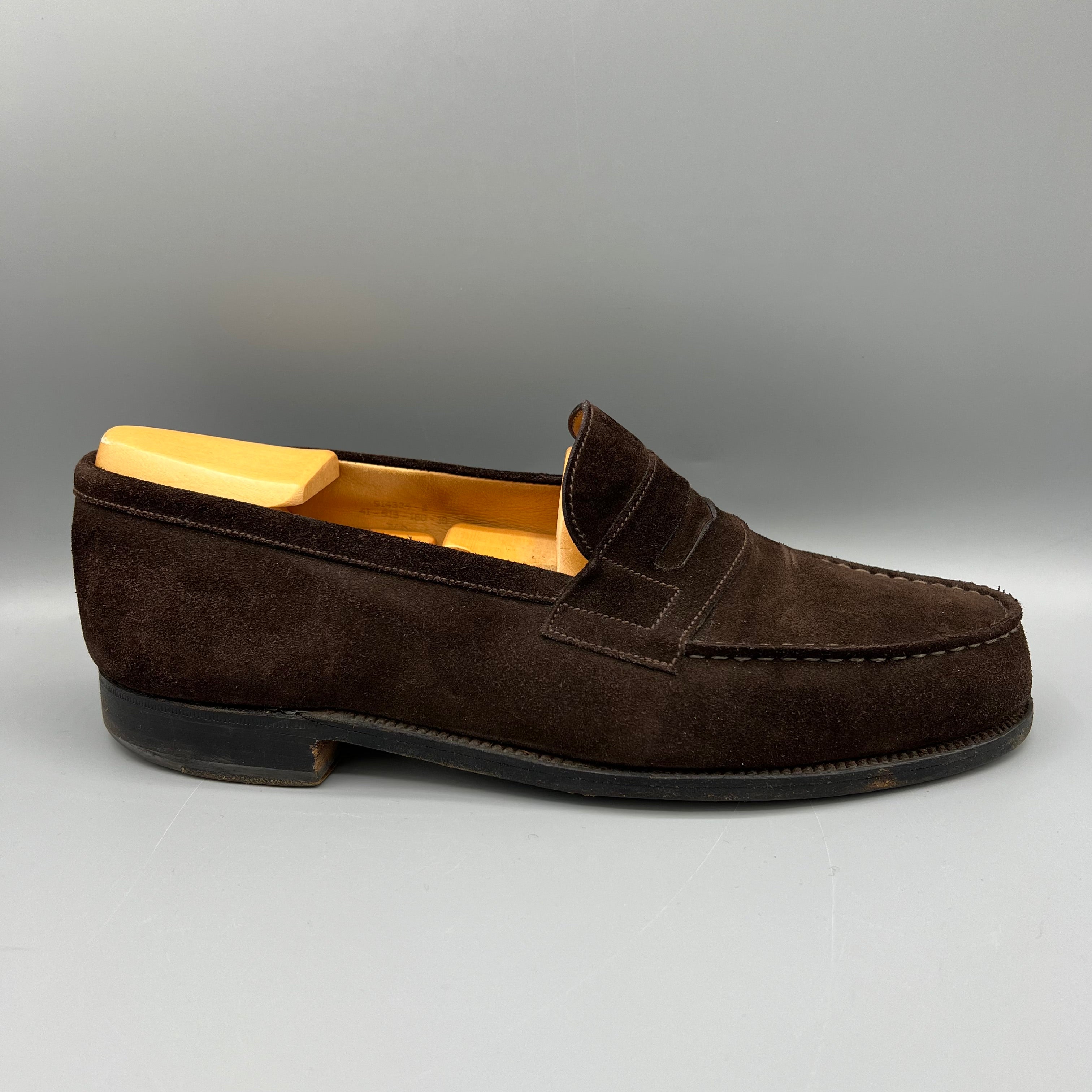 JM Weston brown suede loafers