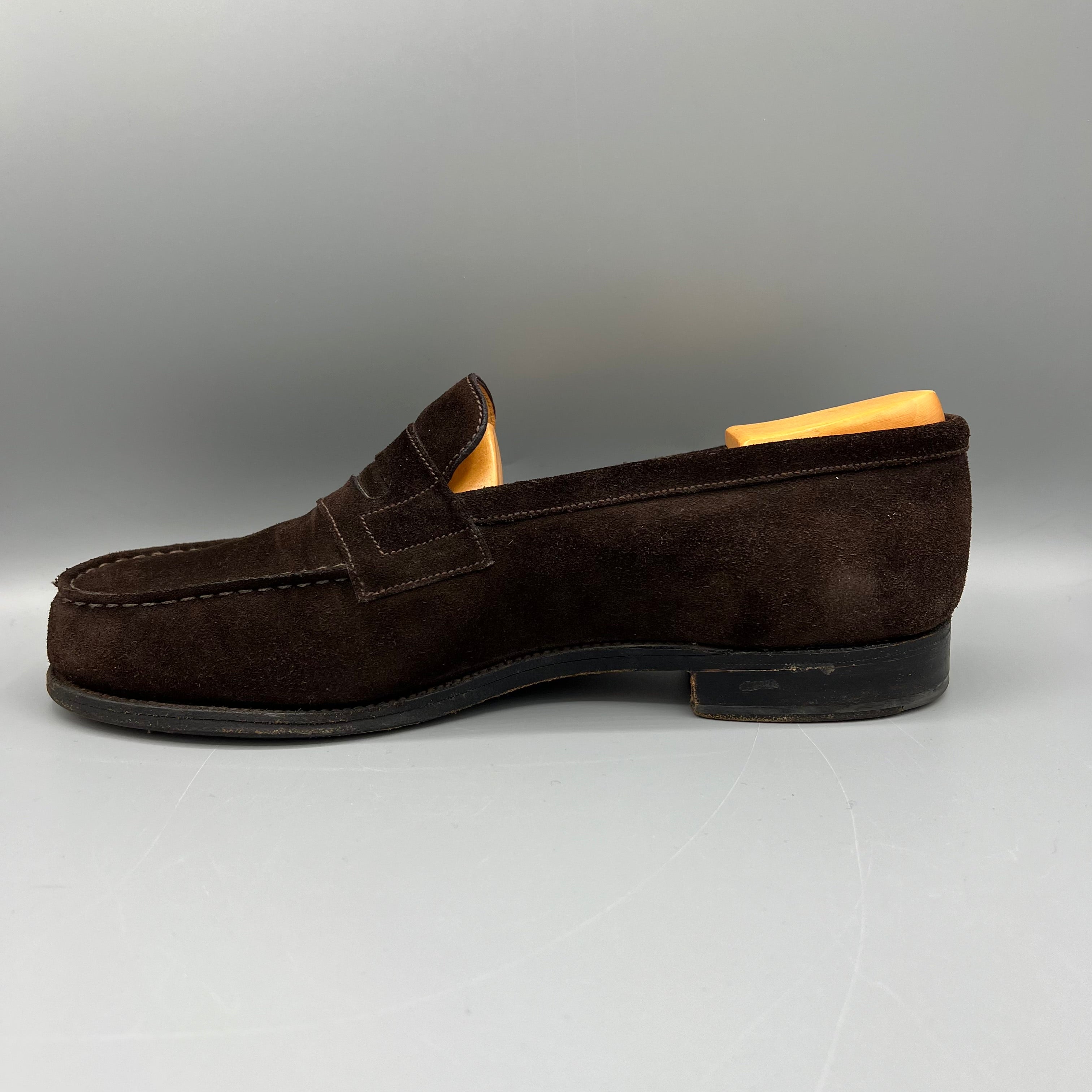 JM Weston brown suede loafers