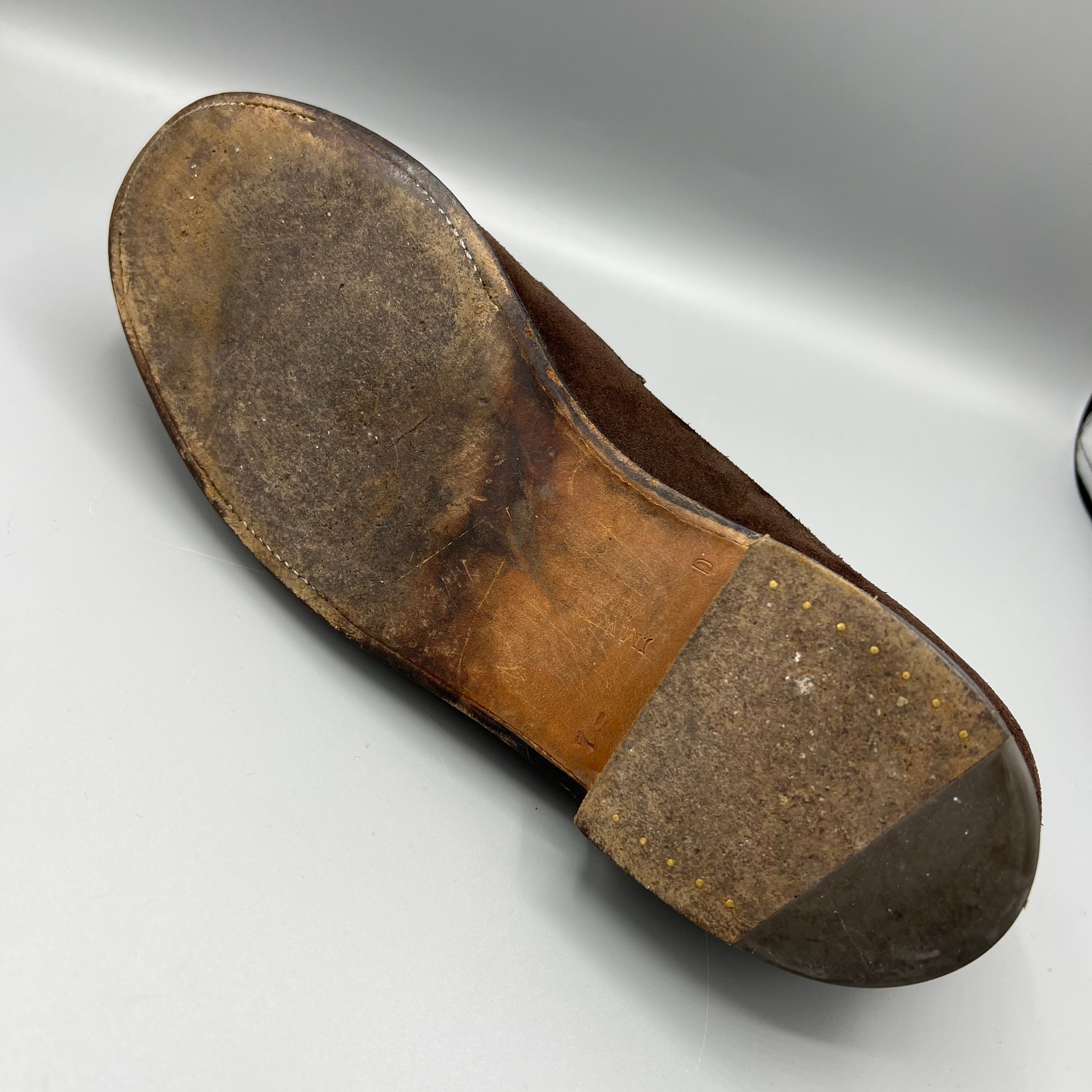 JM Weston brown suede loafers