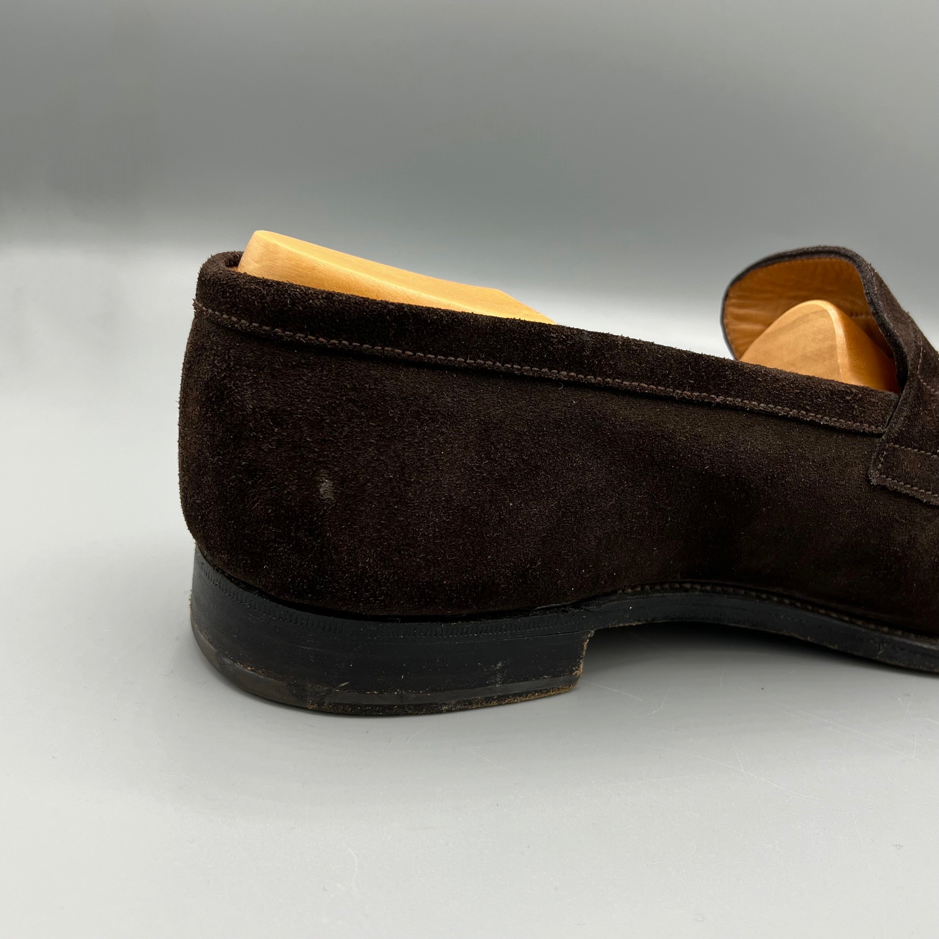 JM Weston brown suede loafers