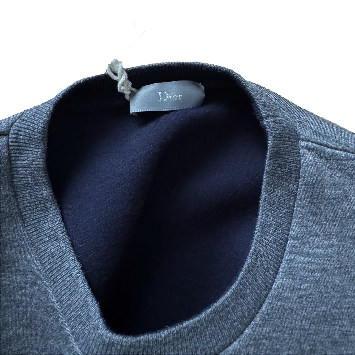Sweat Dior gris chiné avec abeille rouge brodée