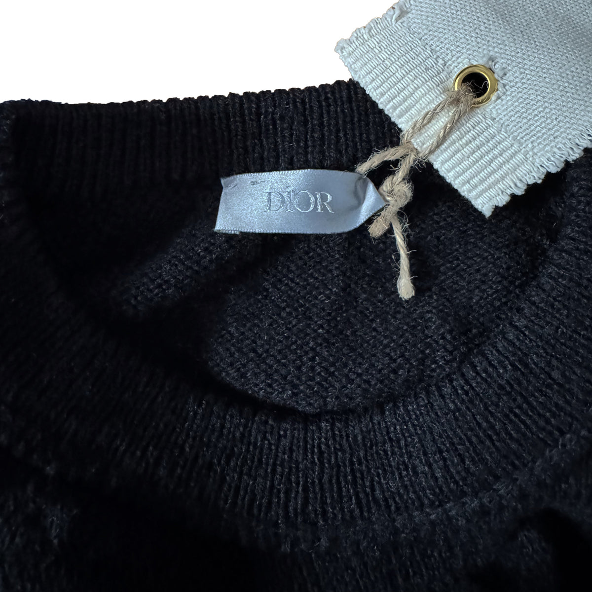 Pull Dior noir en laine vierge avec logo brodé