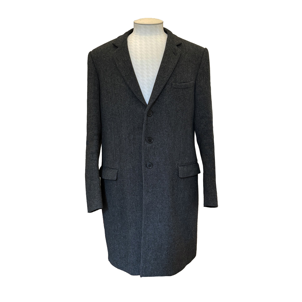 Manteau Dior mi-long gris chiné en laine