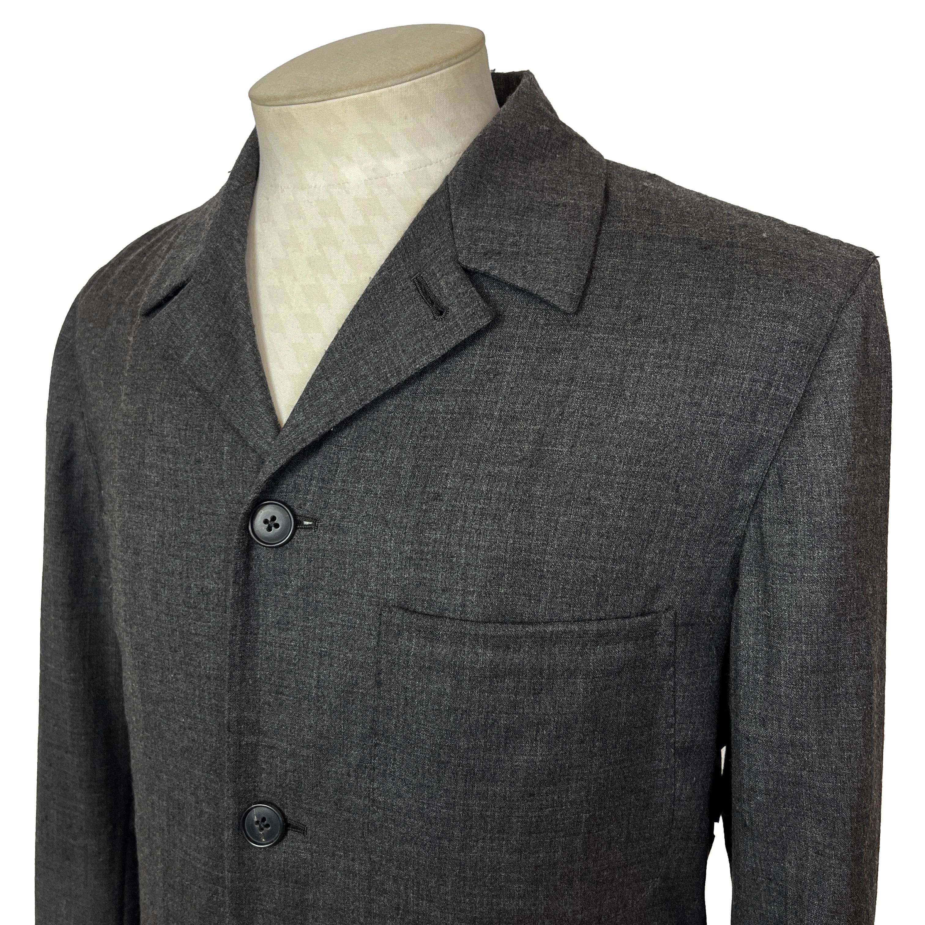 Chemise Hermès 4 boutons en laine gris anthracite