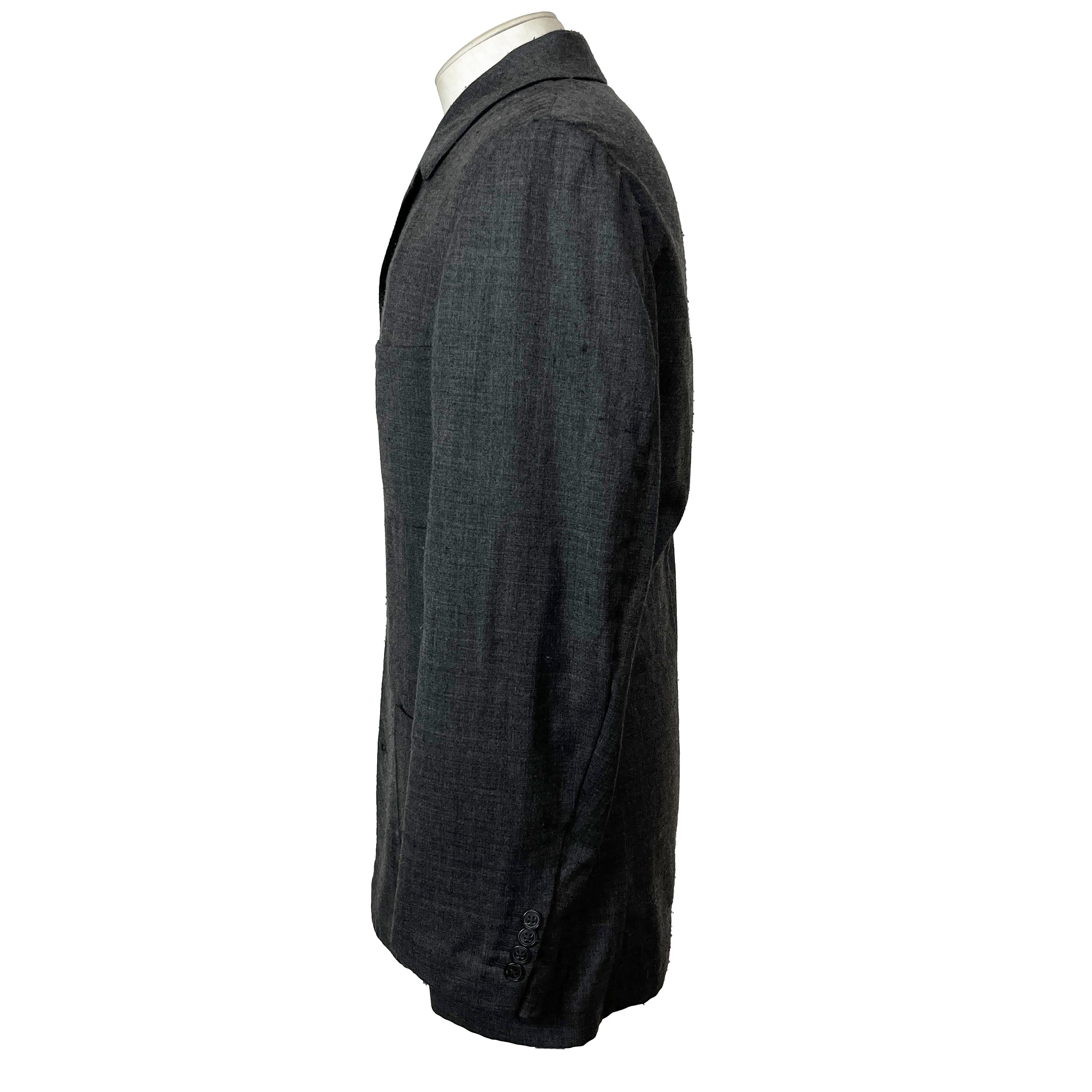 Chemise Hermès 4 boutons en laine gris anthracite