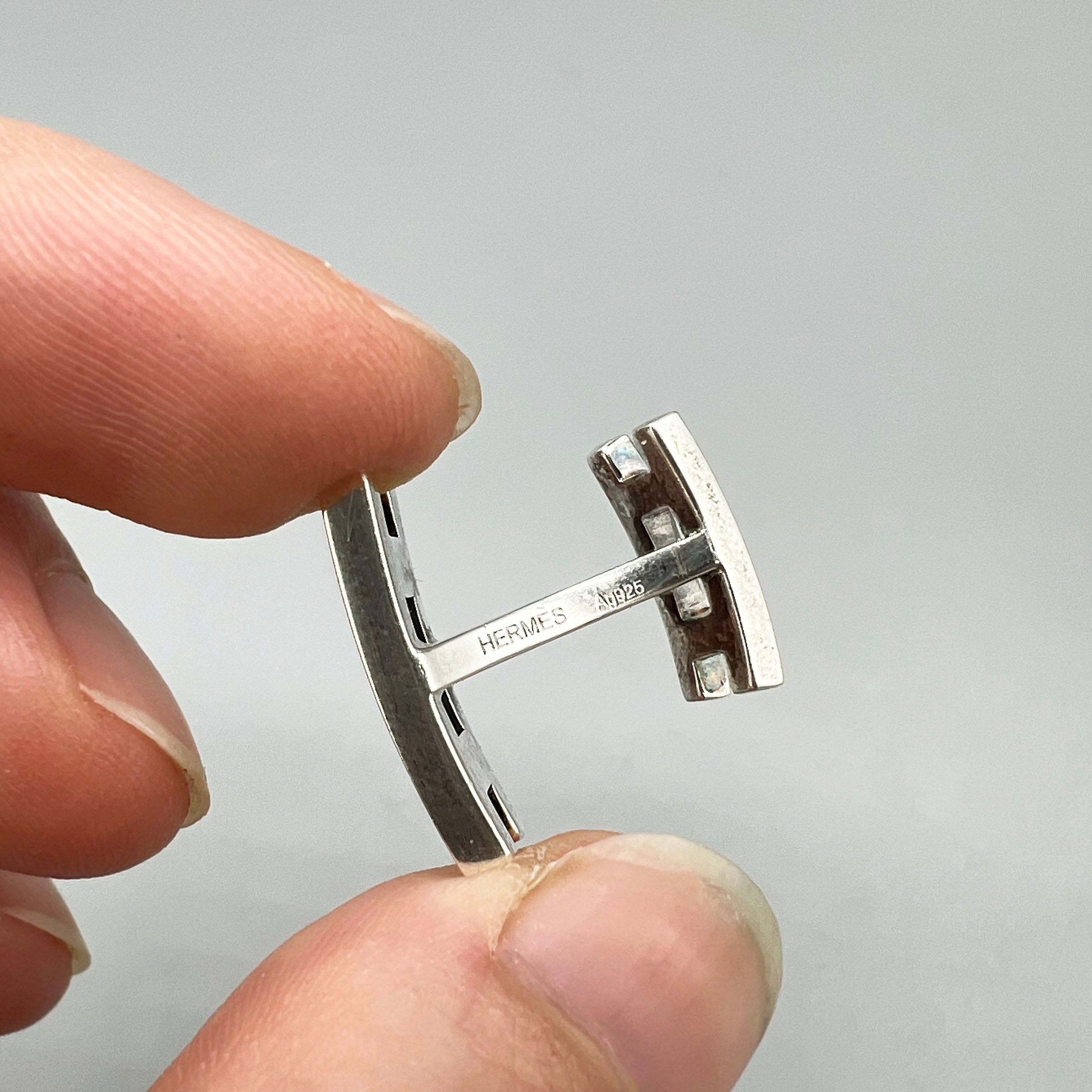 Boutons de manchette H argent Hermès