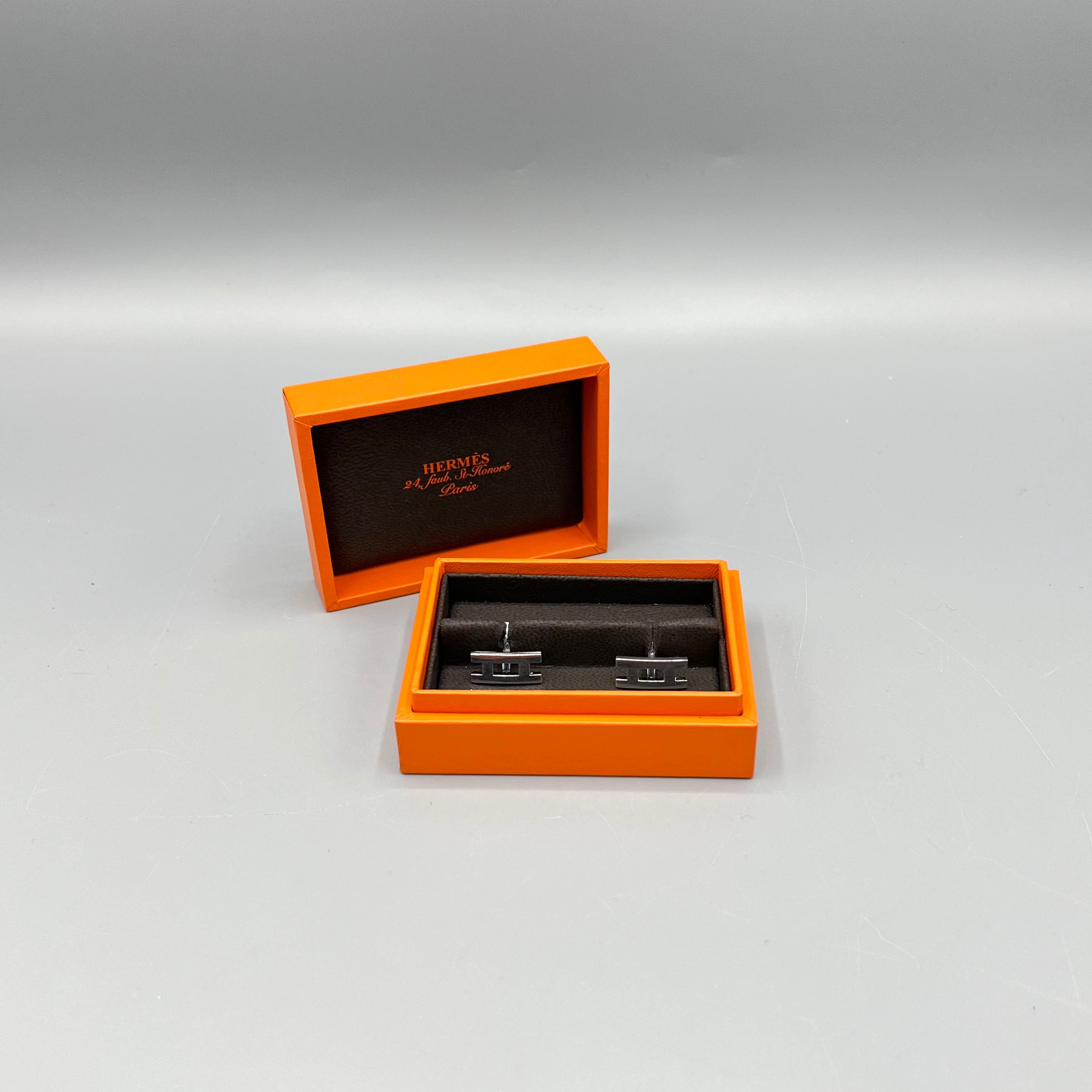 Boutons de manchette H argent Hermès