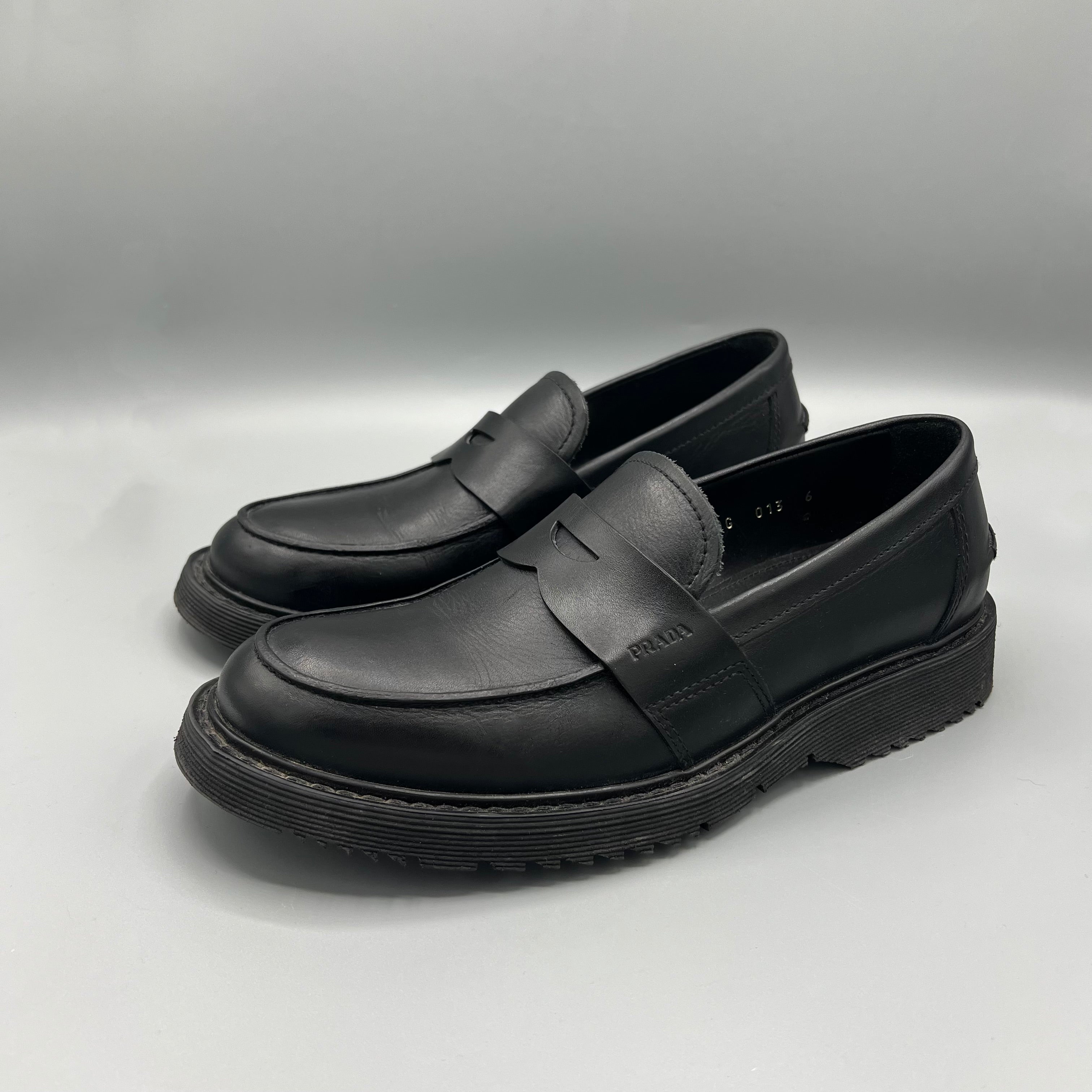 Prada black chunky loafers