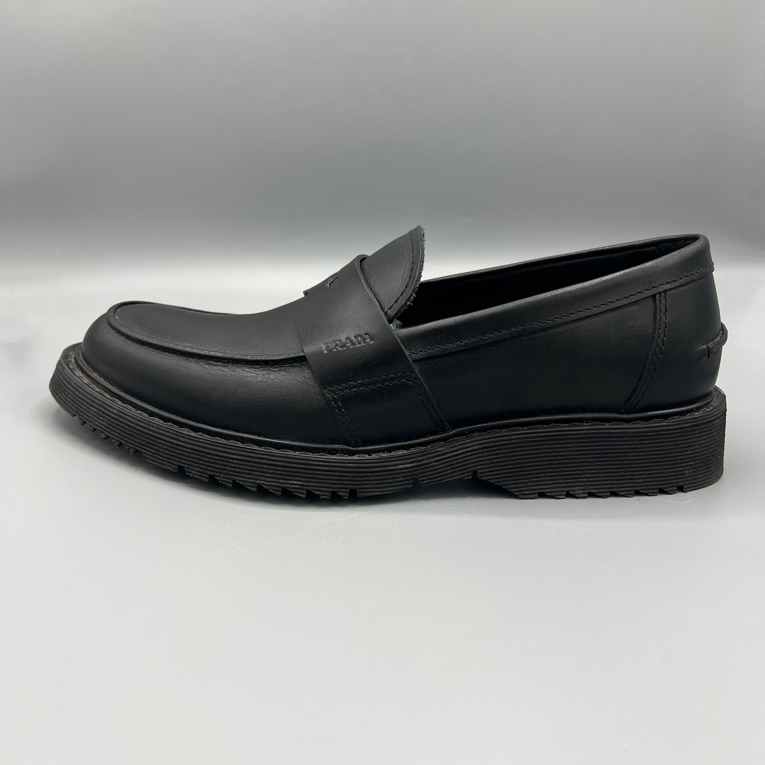Prada black chunky loafers