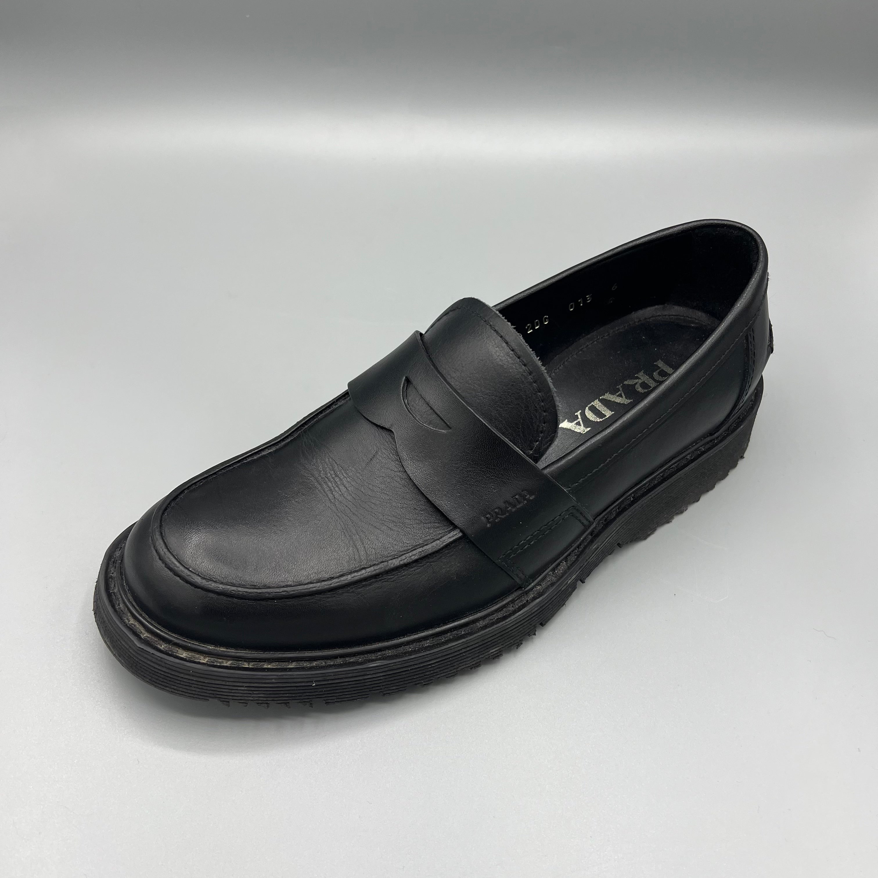 Prada black chunky loafers