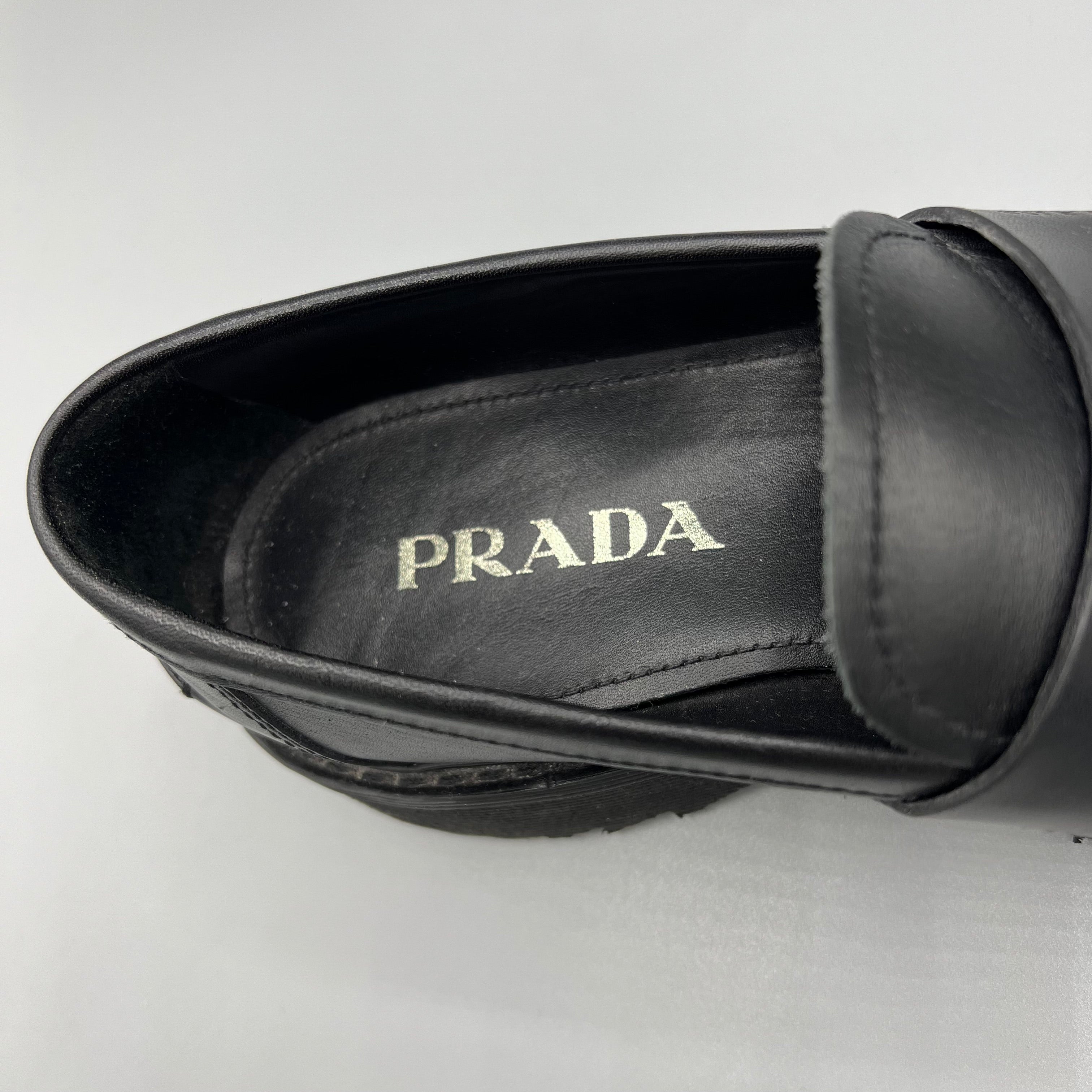 Prada black chunky loafers