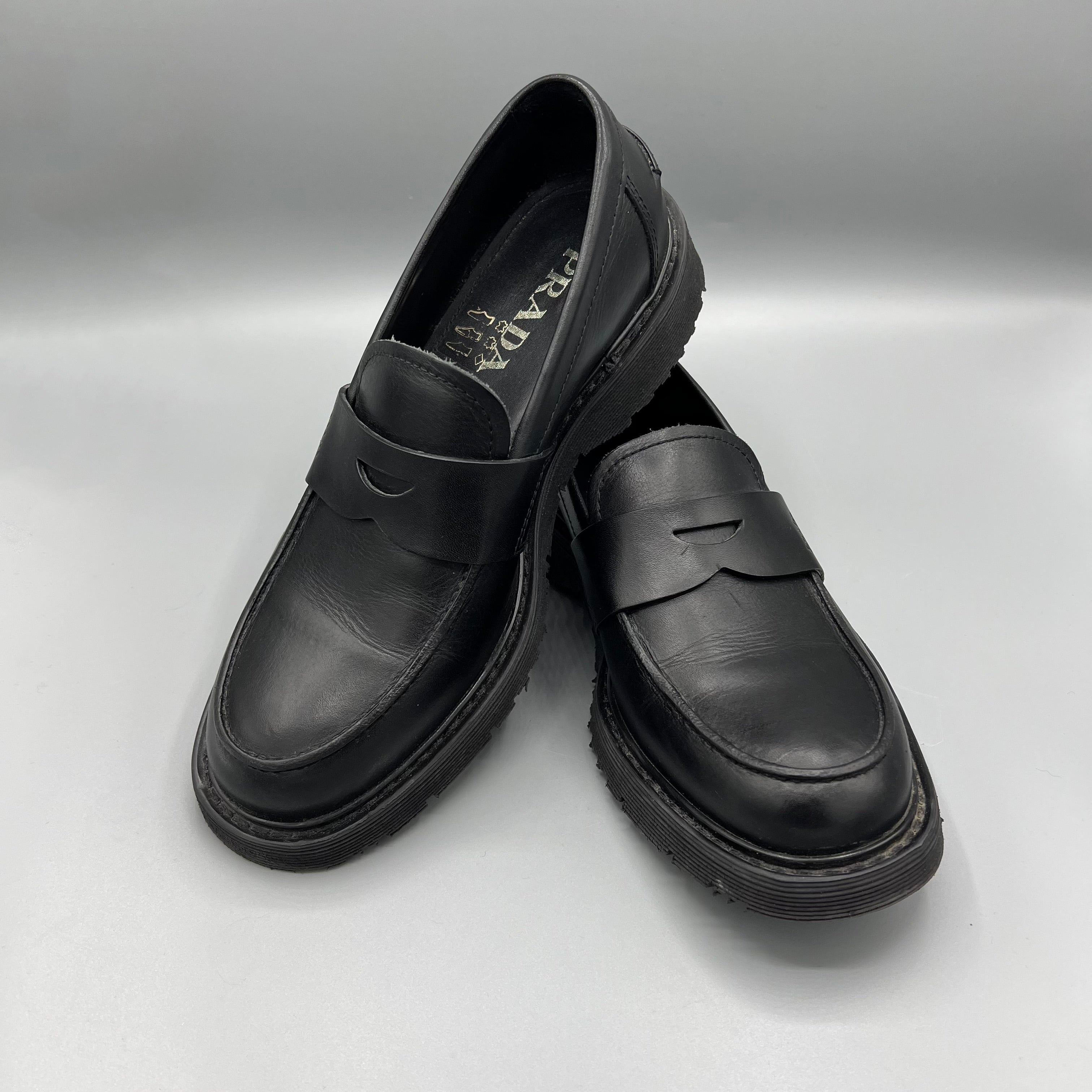 Prada black chunky loafers