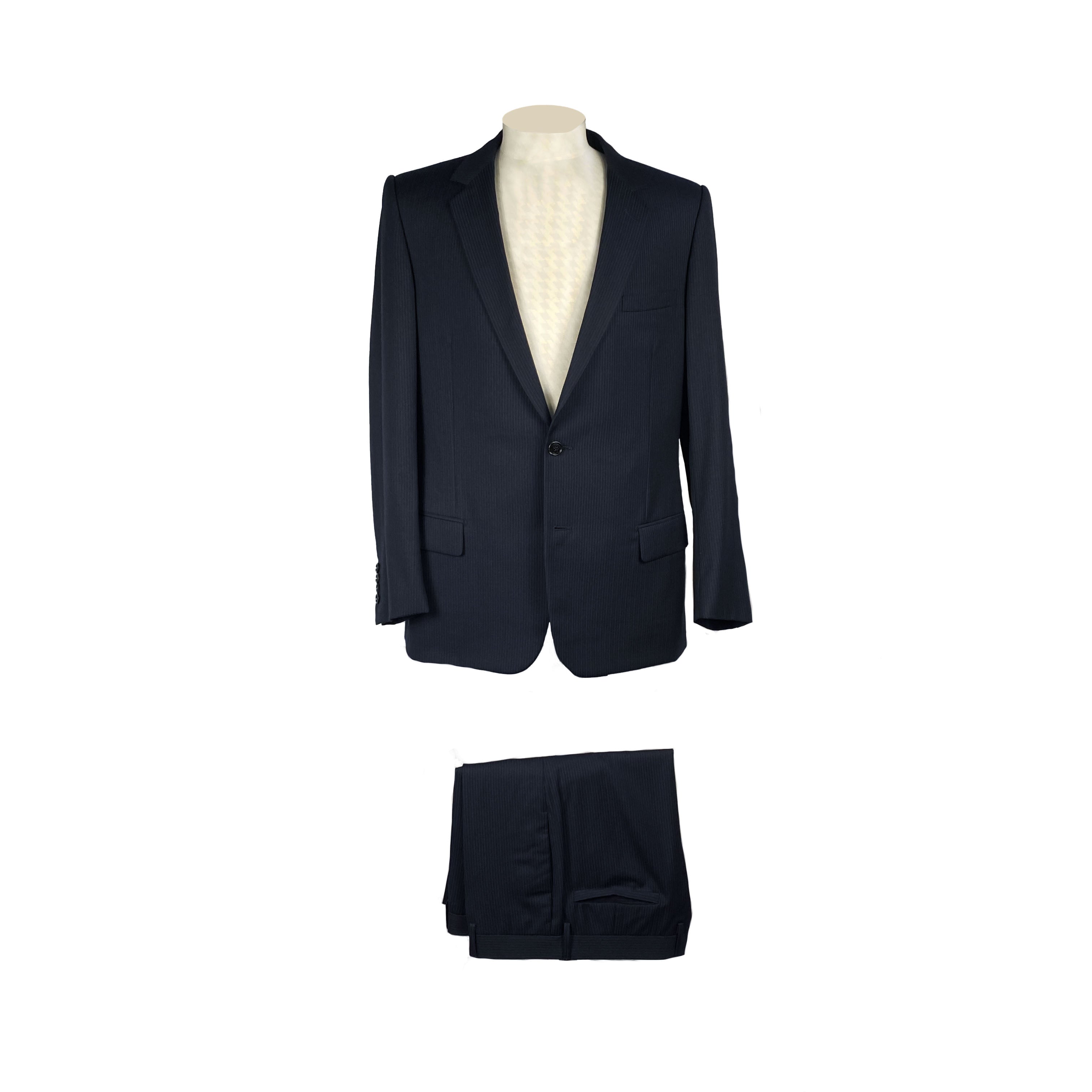 Costume bleu marine à fines rayures Dior