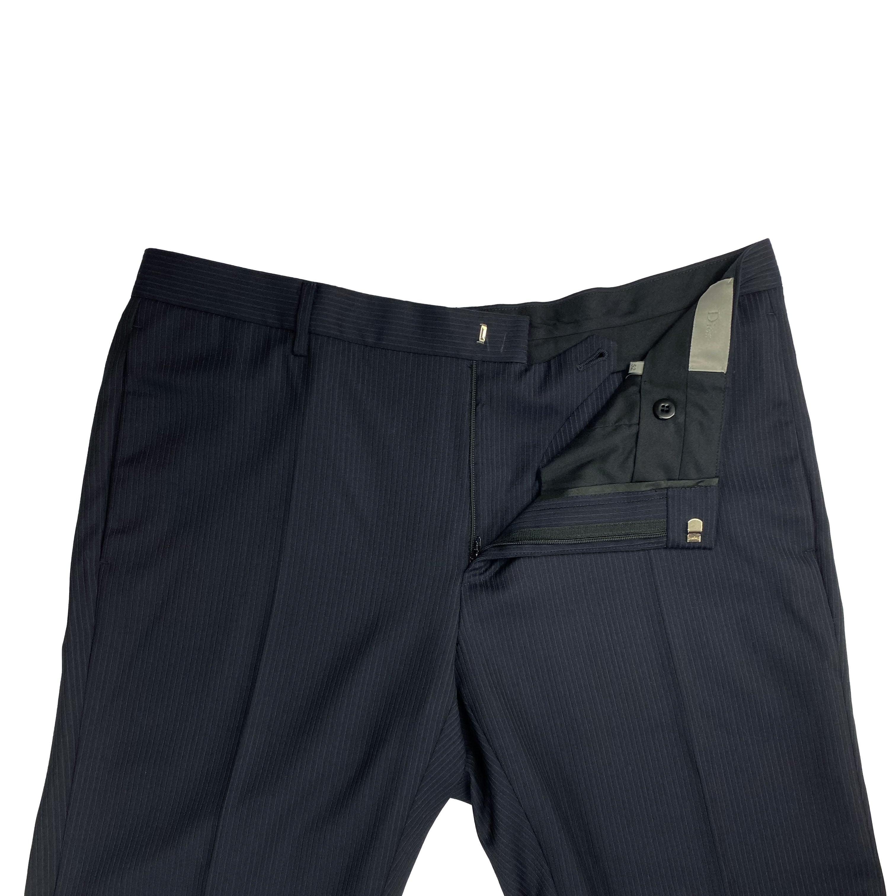 Costume bleu marine à fines rayures Dior