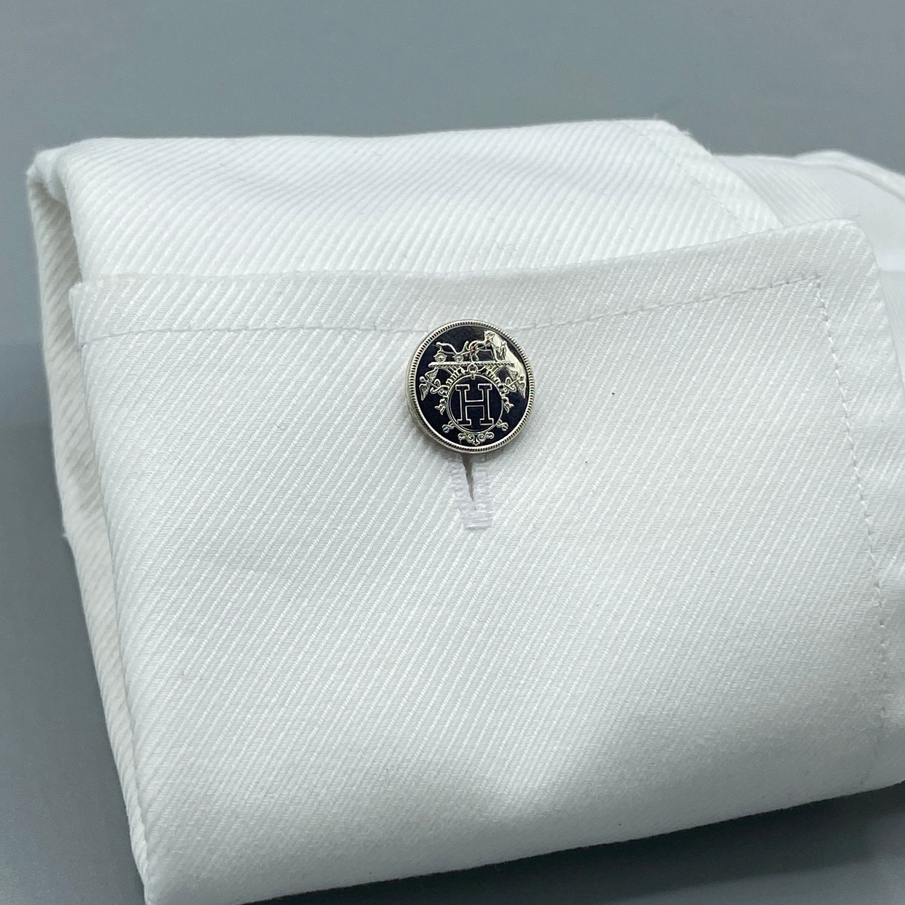 Boutons de manchette Hermès argent