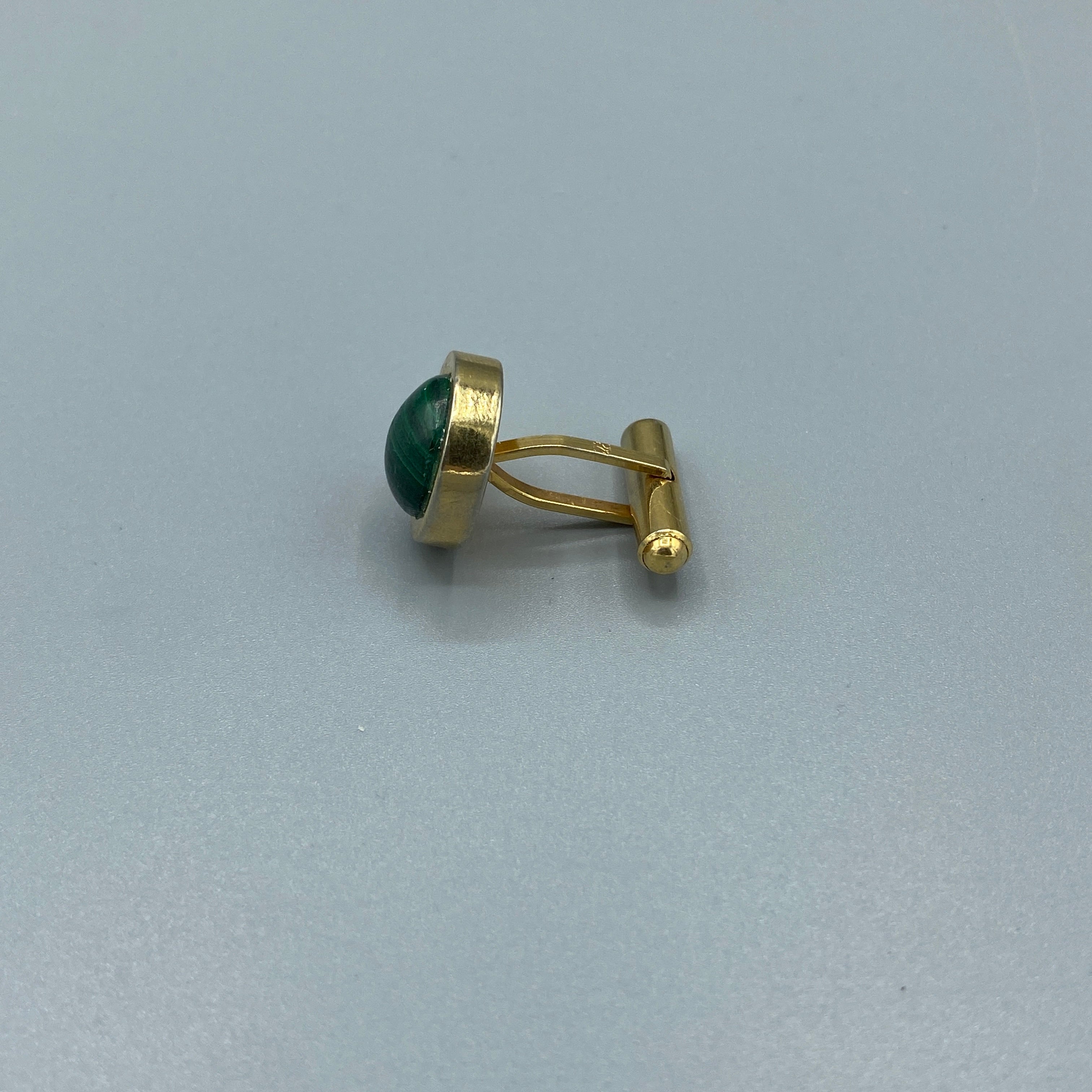 Boutons de manchette malachite et plaqués or
