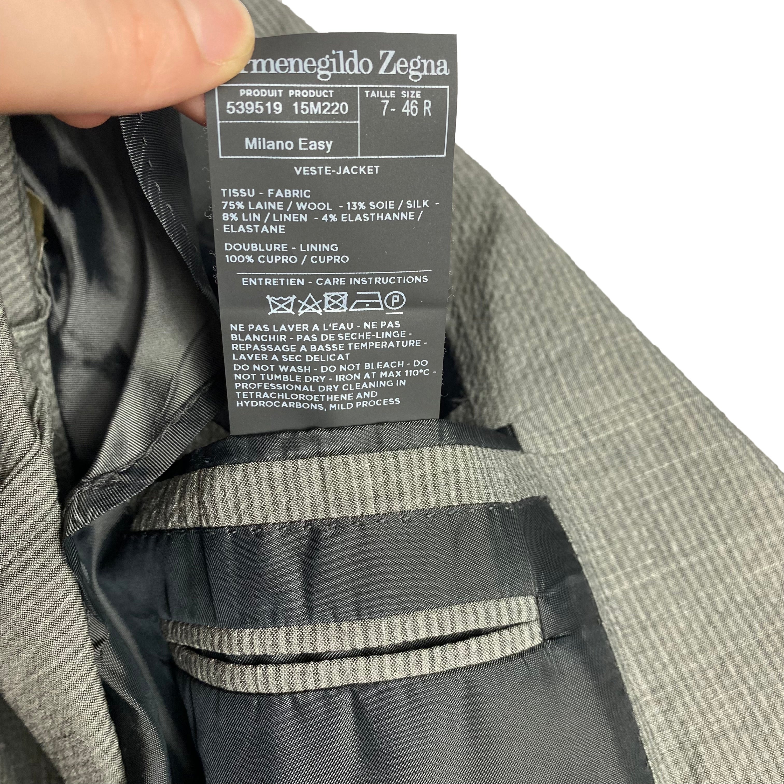 Veste grise seersucker Zegna