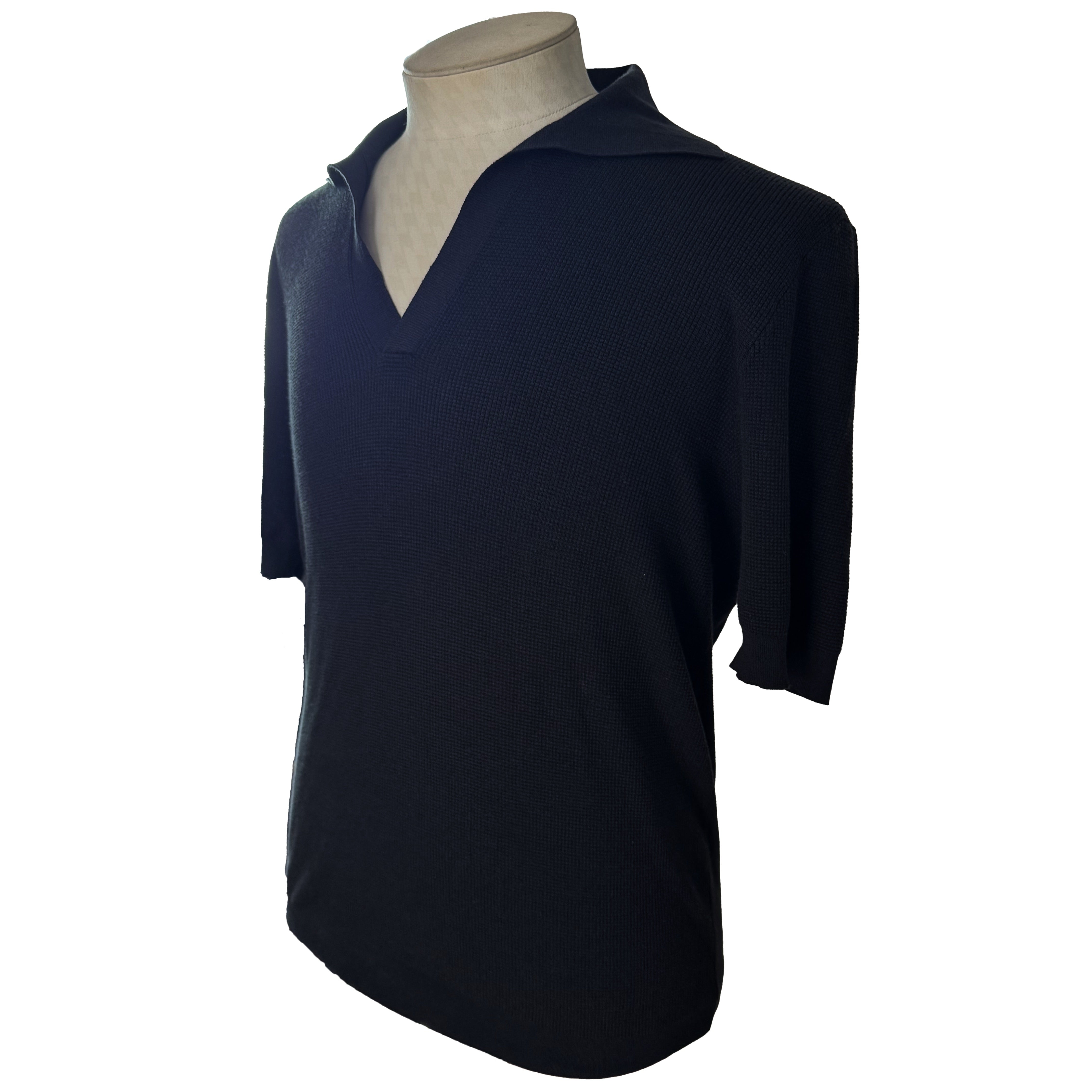 Polo Hermès vintage noir coton/cachemire