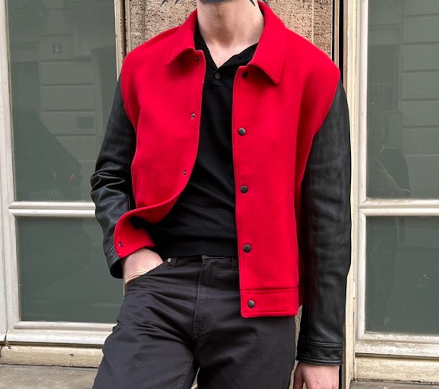 Blouson AMI laine et cuir