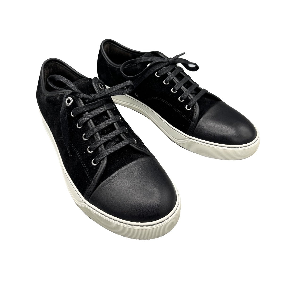 Baskets basses Lanvin noires en daim et cuir - Le Beau Gustave