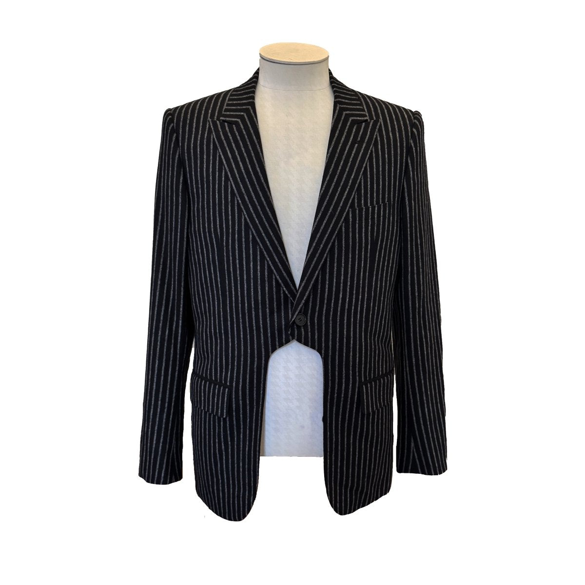 Blazer cintré Dior noir à rayures craie blanches - Le Beau Gustave
