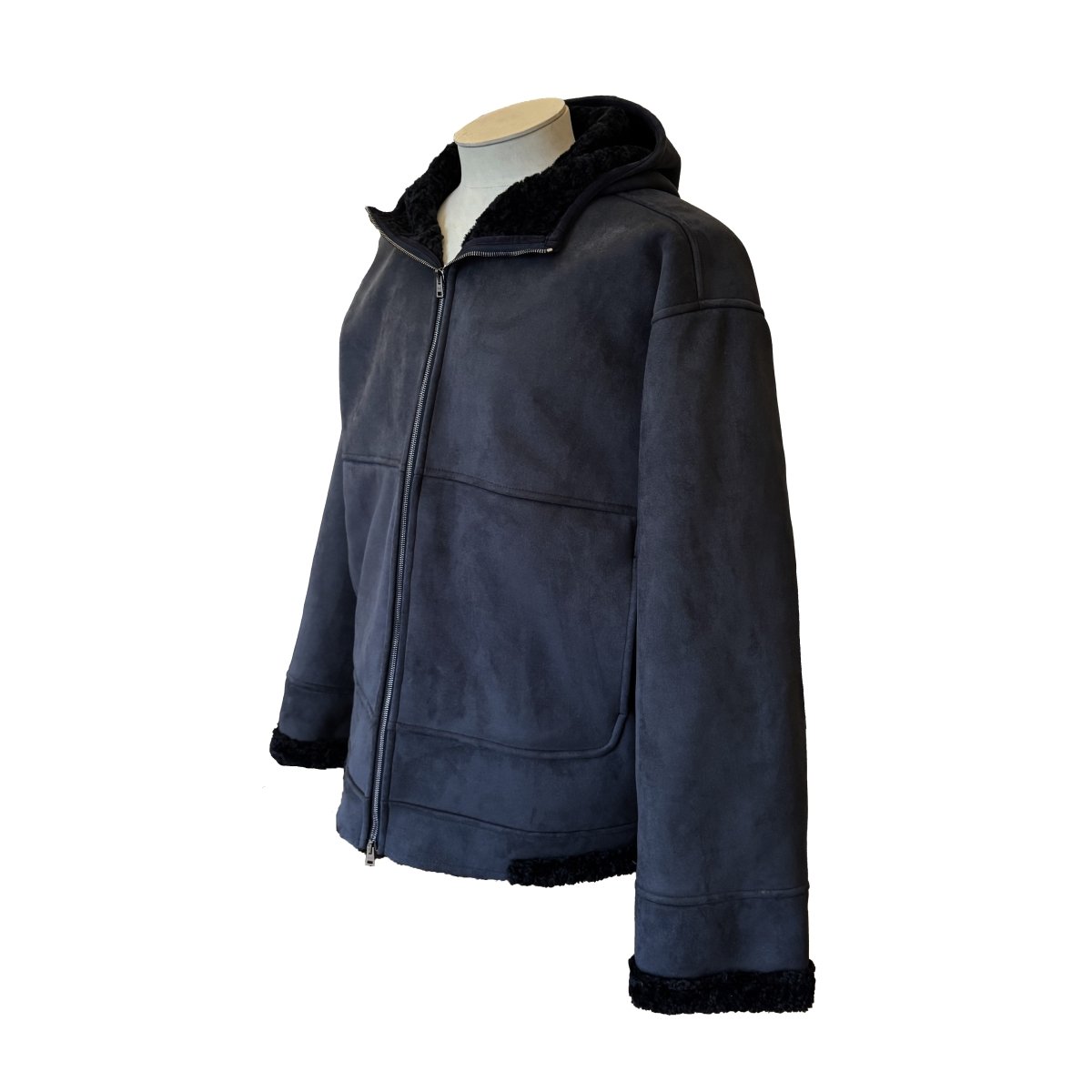 Blouson Herno bleu nuit effet peau retournée - Le Beau Gustave