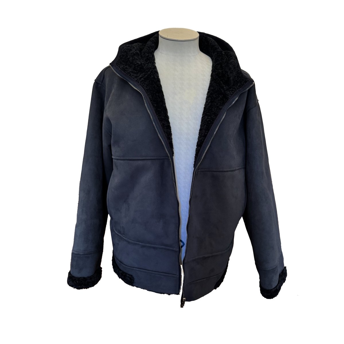 Blouson Herno bleu nuit effet peau retournée - Le Beau Gustave