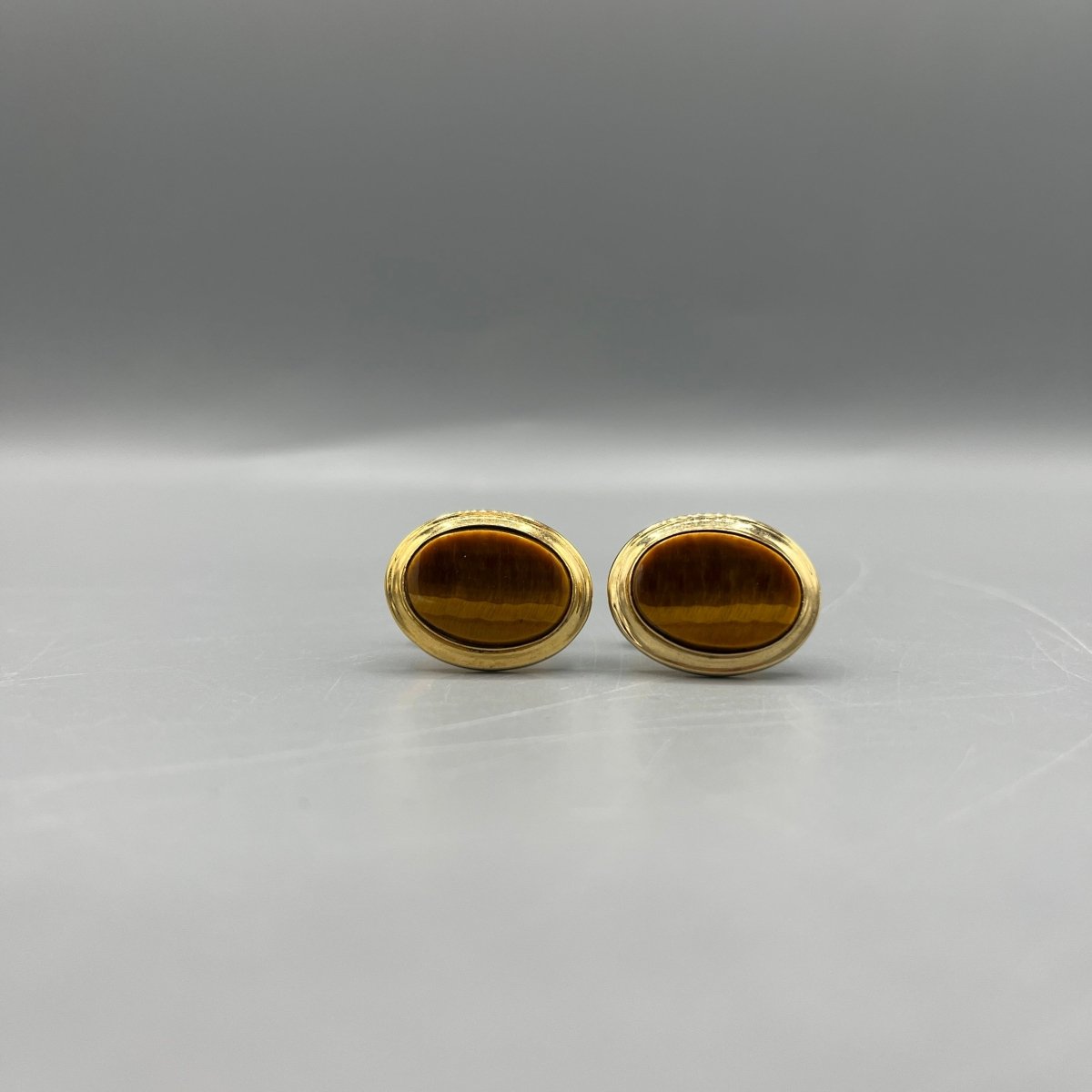 Boutons de manchette dorés et oeil de tigre - Le Beau Gustave