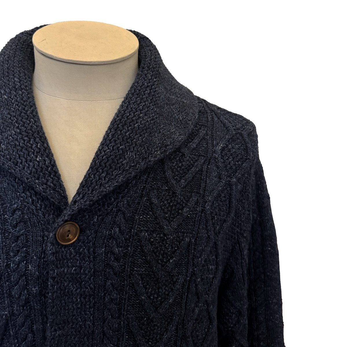 Cardigan RRL Ralph Lauren bleu marine en coton torsadé - Le Beau Gustave