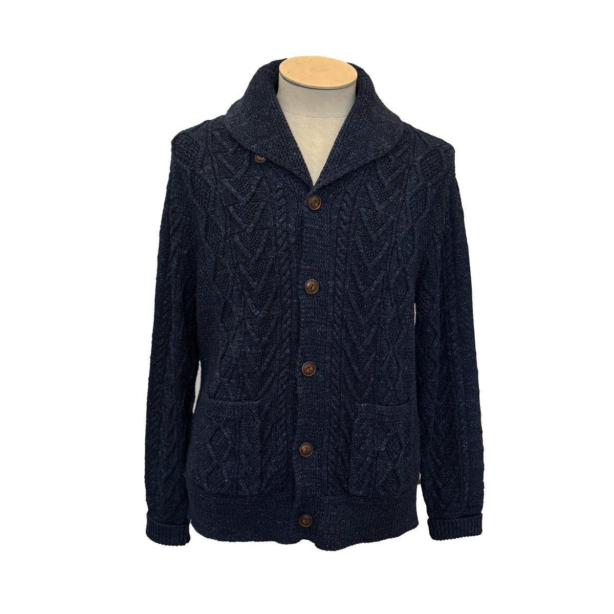 Cardigan RRL Ralph Lauren bleu marine en coton torsadé - Le Beau Gustave