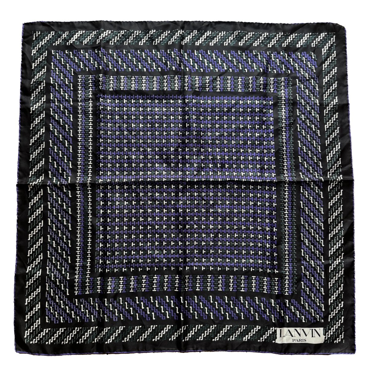 Carré Lanvin noir à motif géométrique - Le Beau Gustave