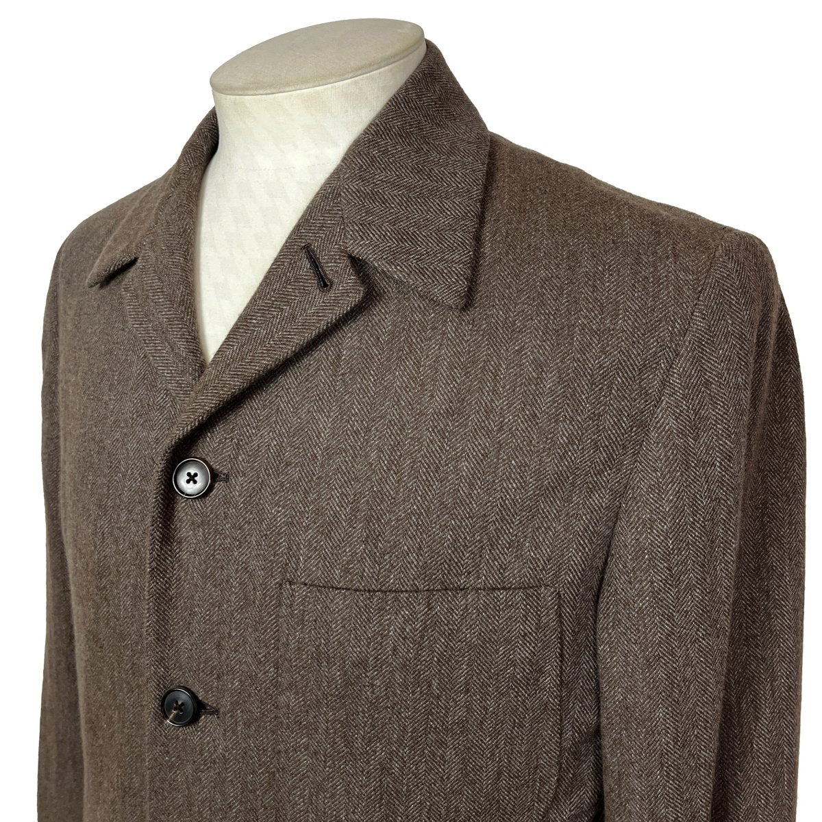 Chemise Hermès 4 boutons en laine et angora marron clair - Le Beau Gustave