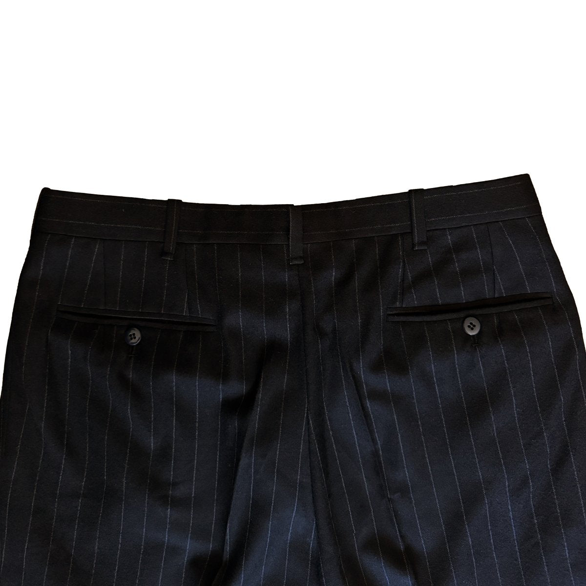 Costume Cifonelli sur mesure bleu marine à rayures tennis - Le Beau Gustave