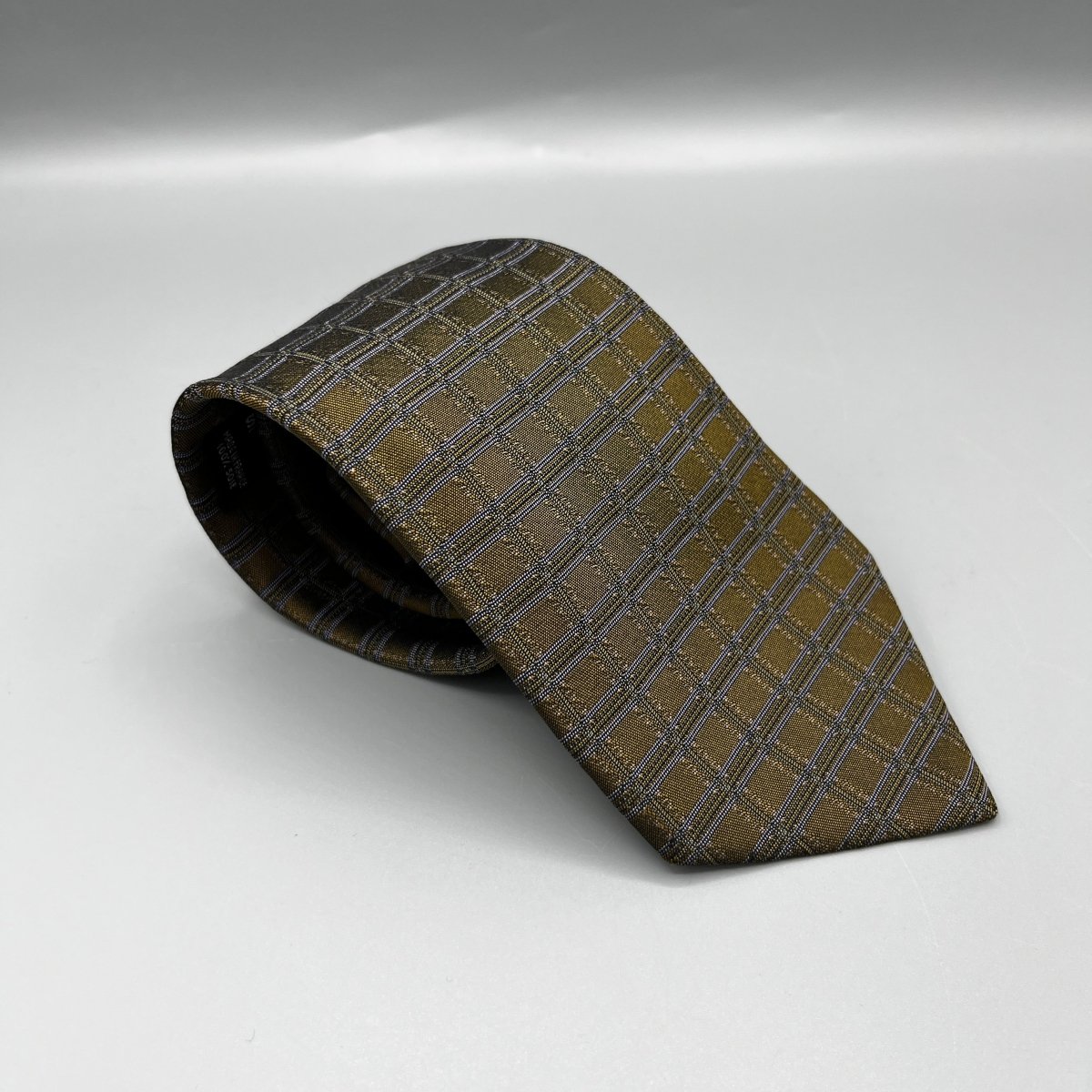 Cravate Hermès verte foncée avec carreaux bleus - Le Beau Gustave