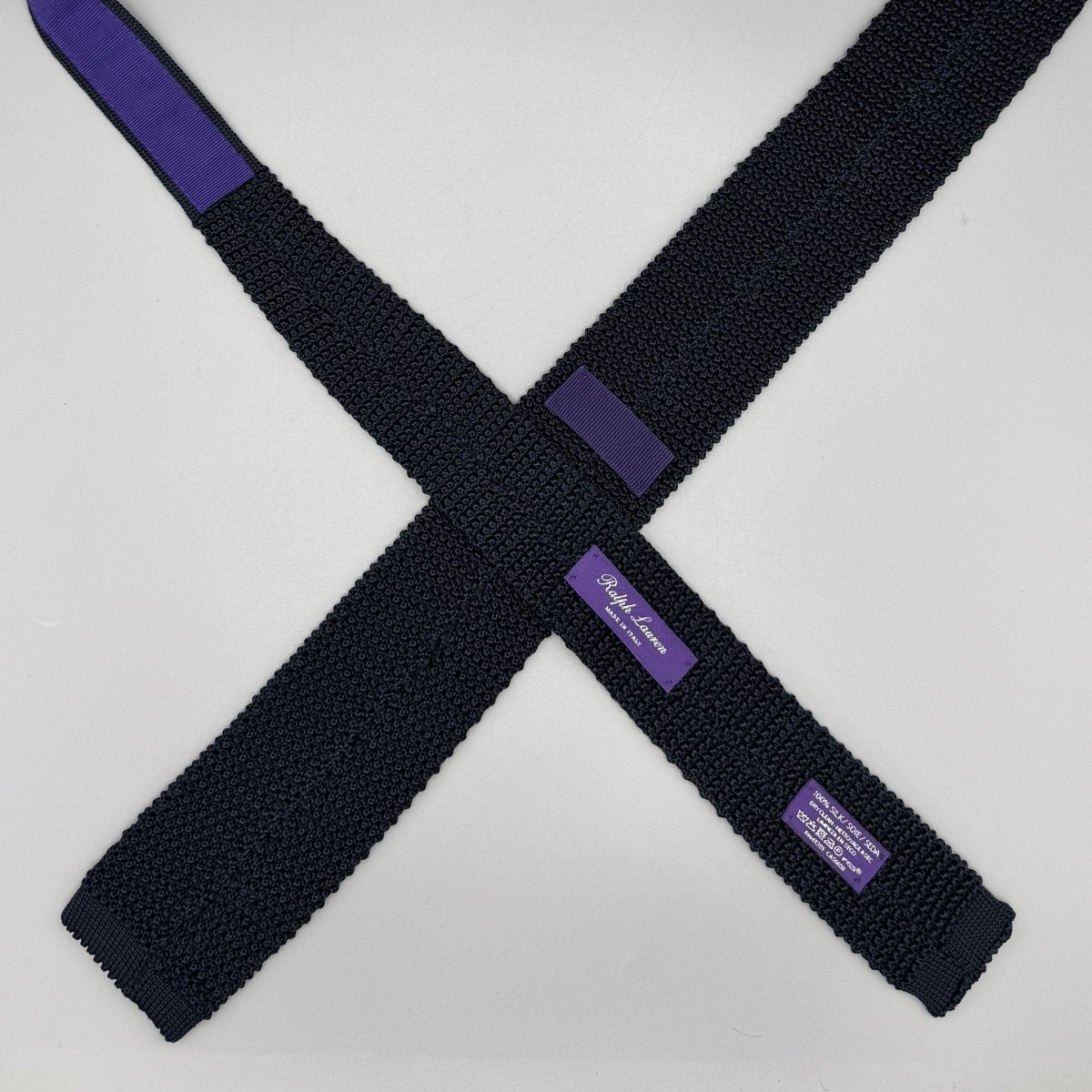 Cravate tricot Purple Label Ralph Lauren bleu marine - Le Beau Gustave